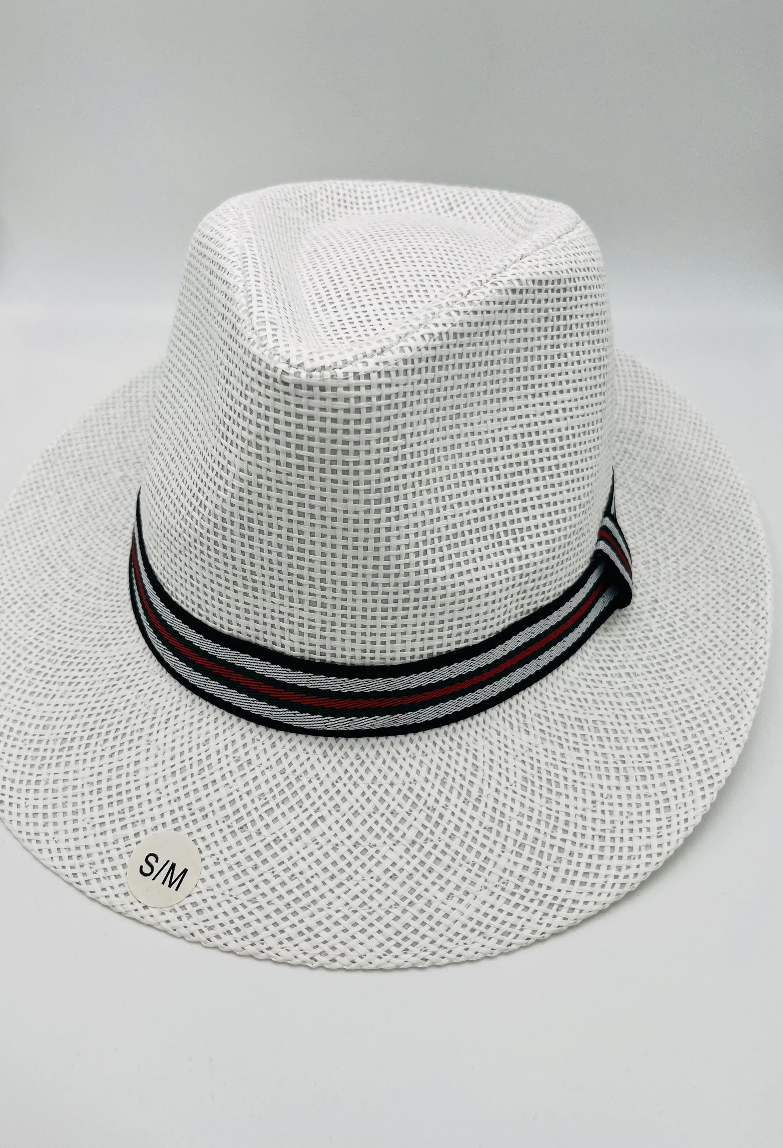 White Wide Brim Tri Color Band