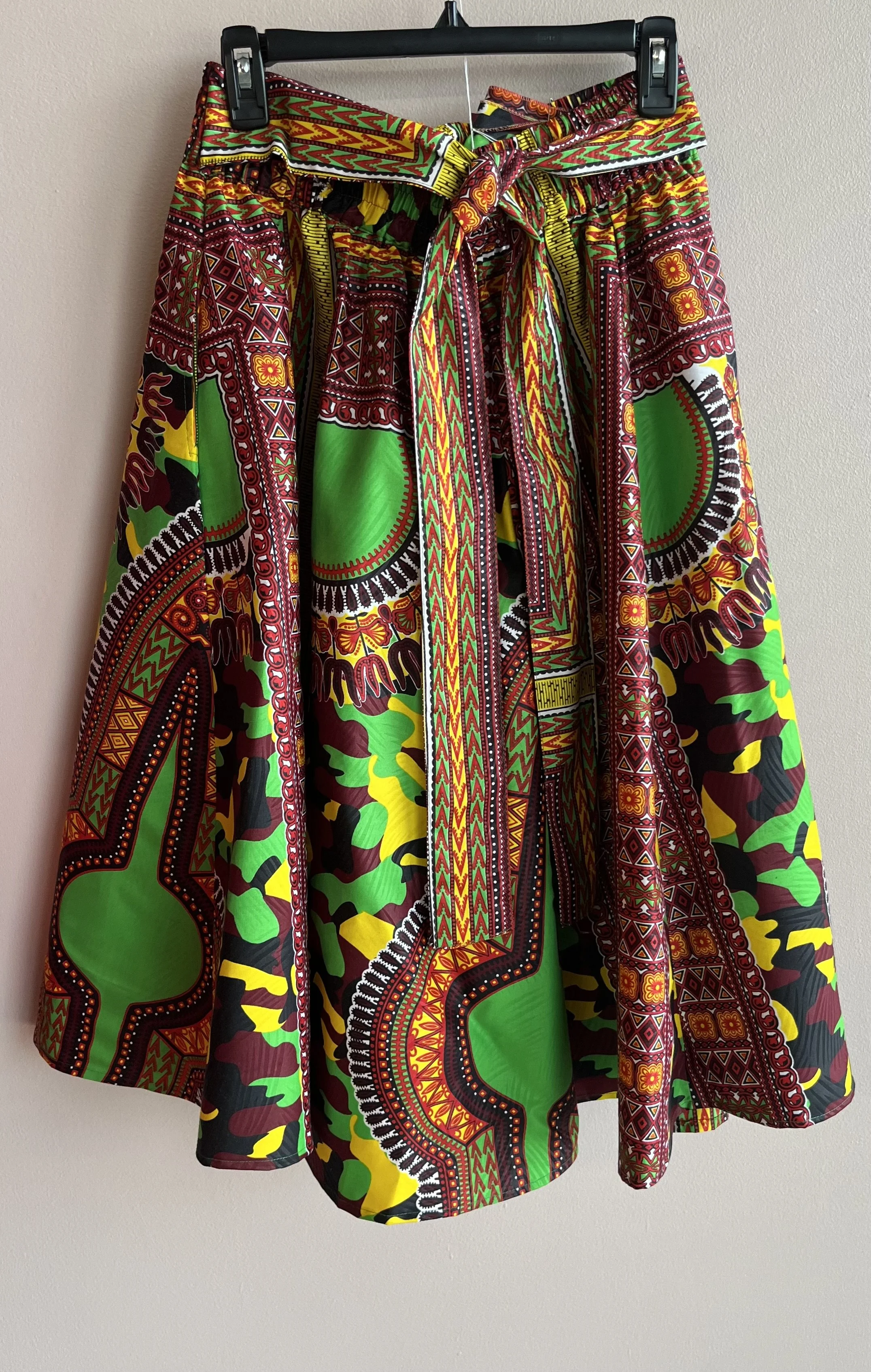 Green Dashiki Mid Length Skirt