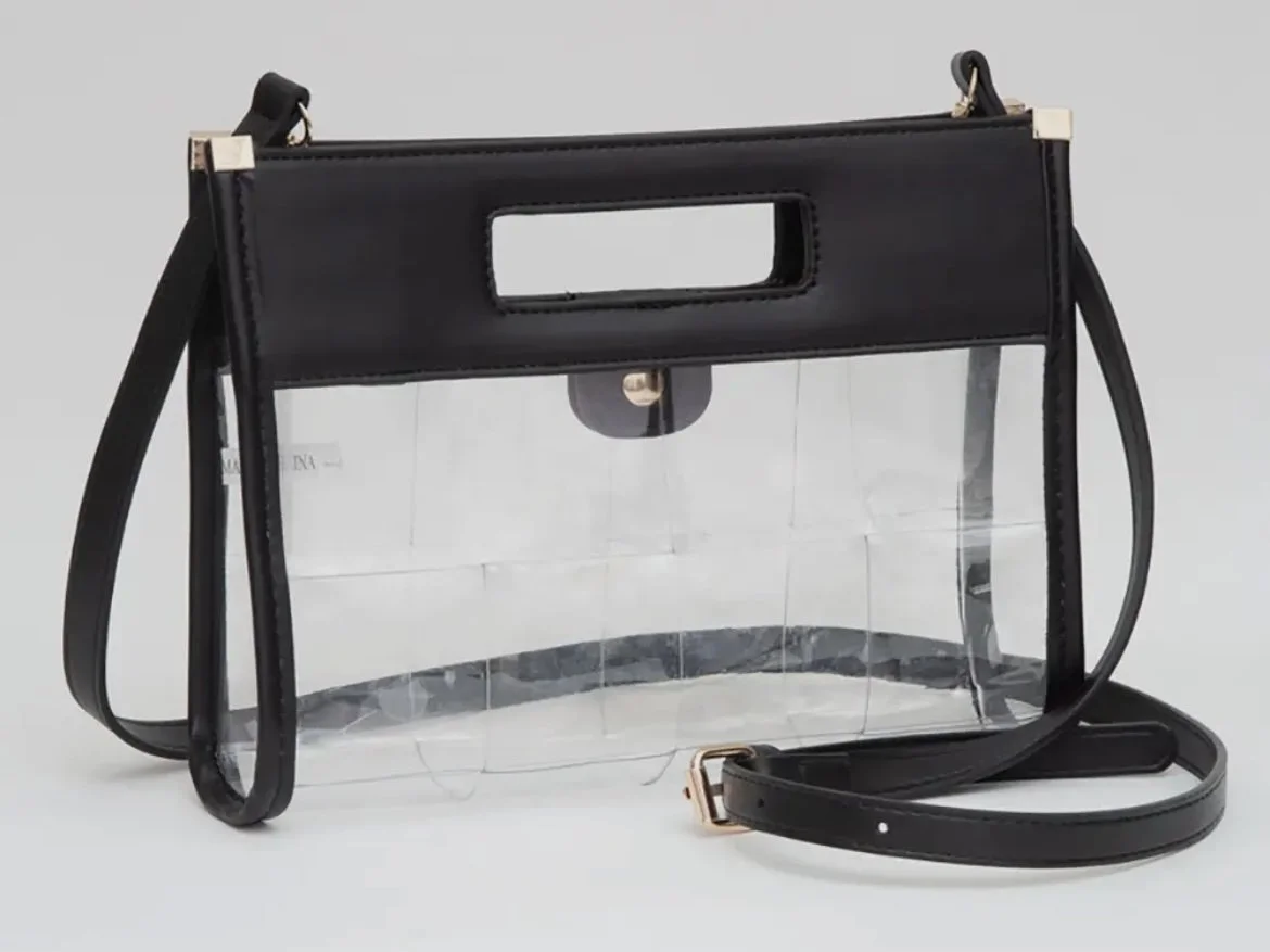 Black Clear Clutch with Strap