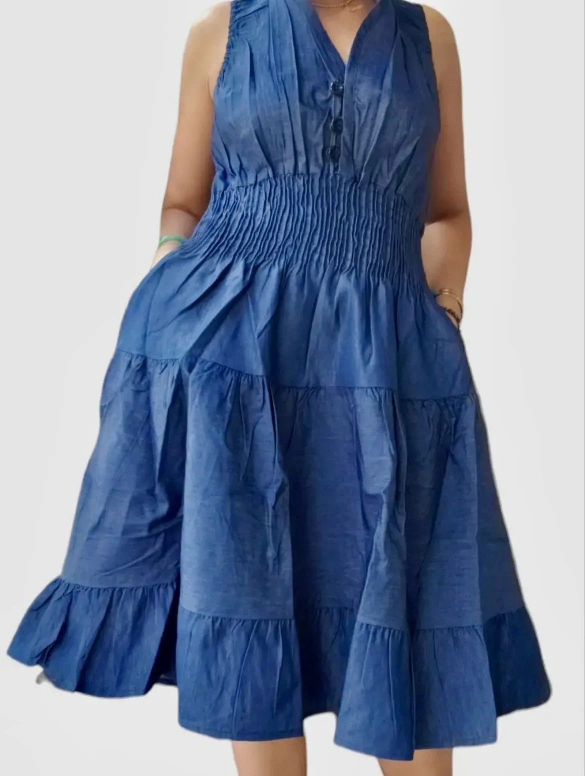 Mid Length Blue Denim Dress