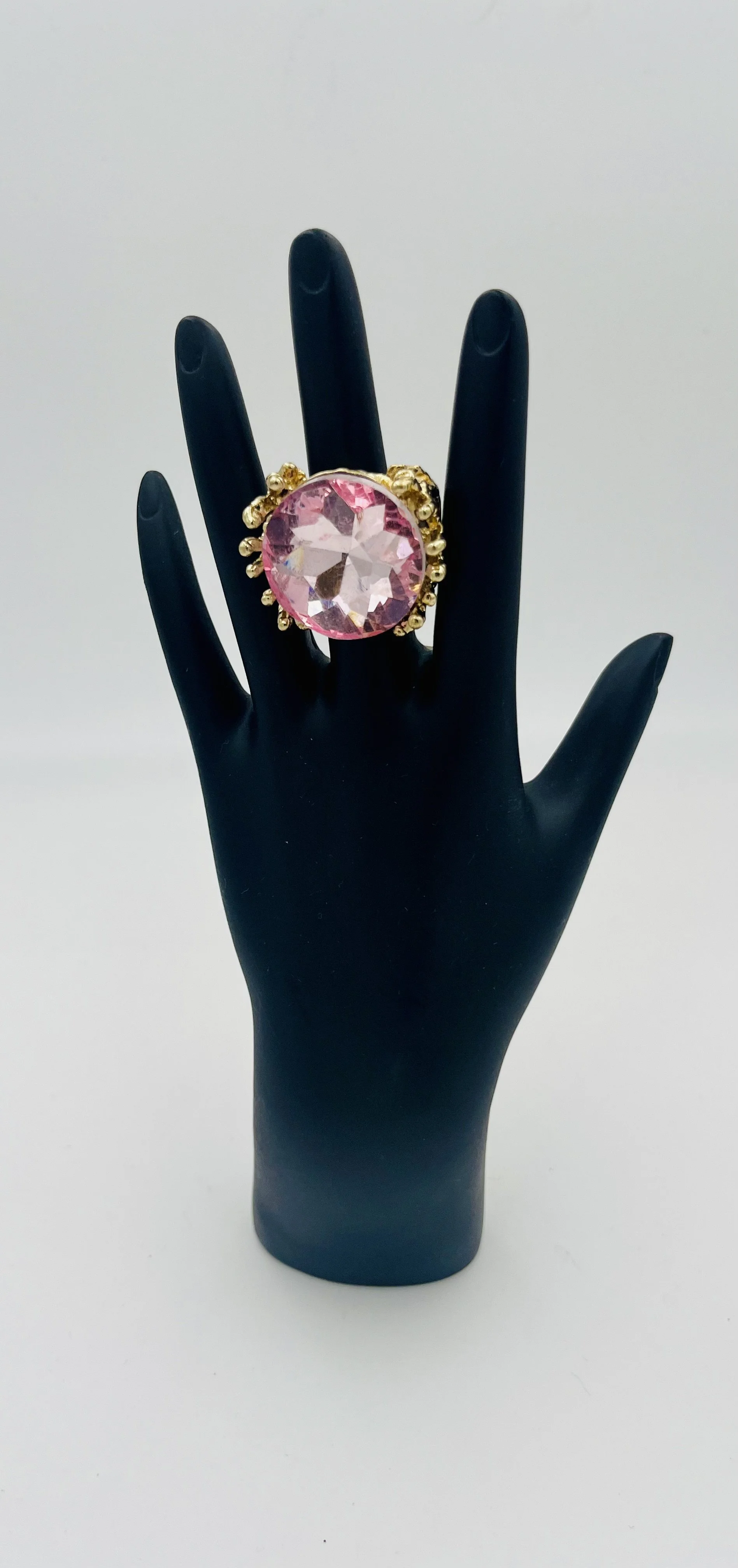 Gold Pink Round Jewel