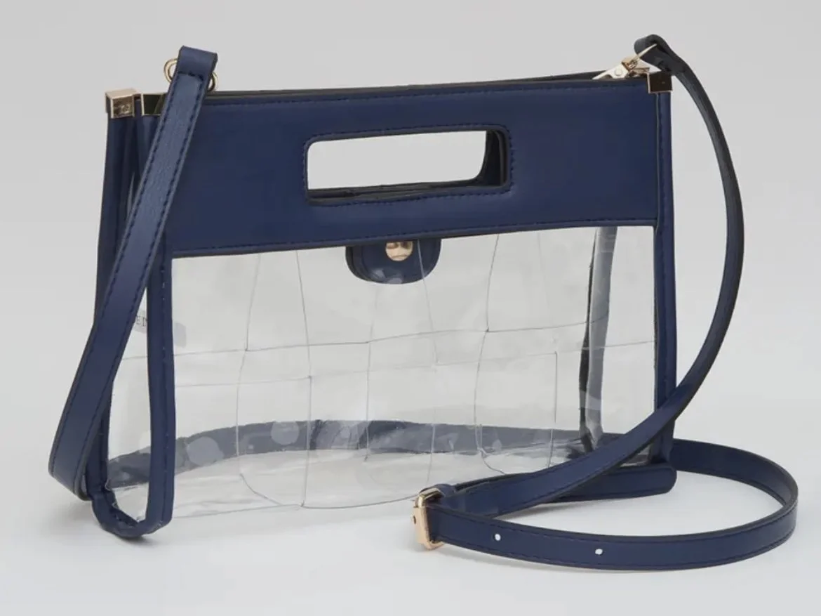 Blue Clear clutch with Strap