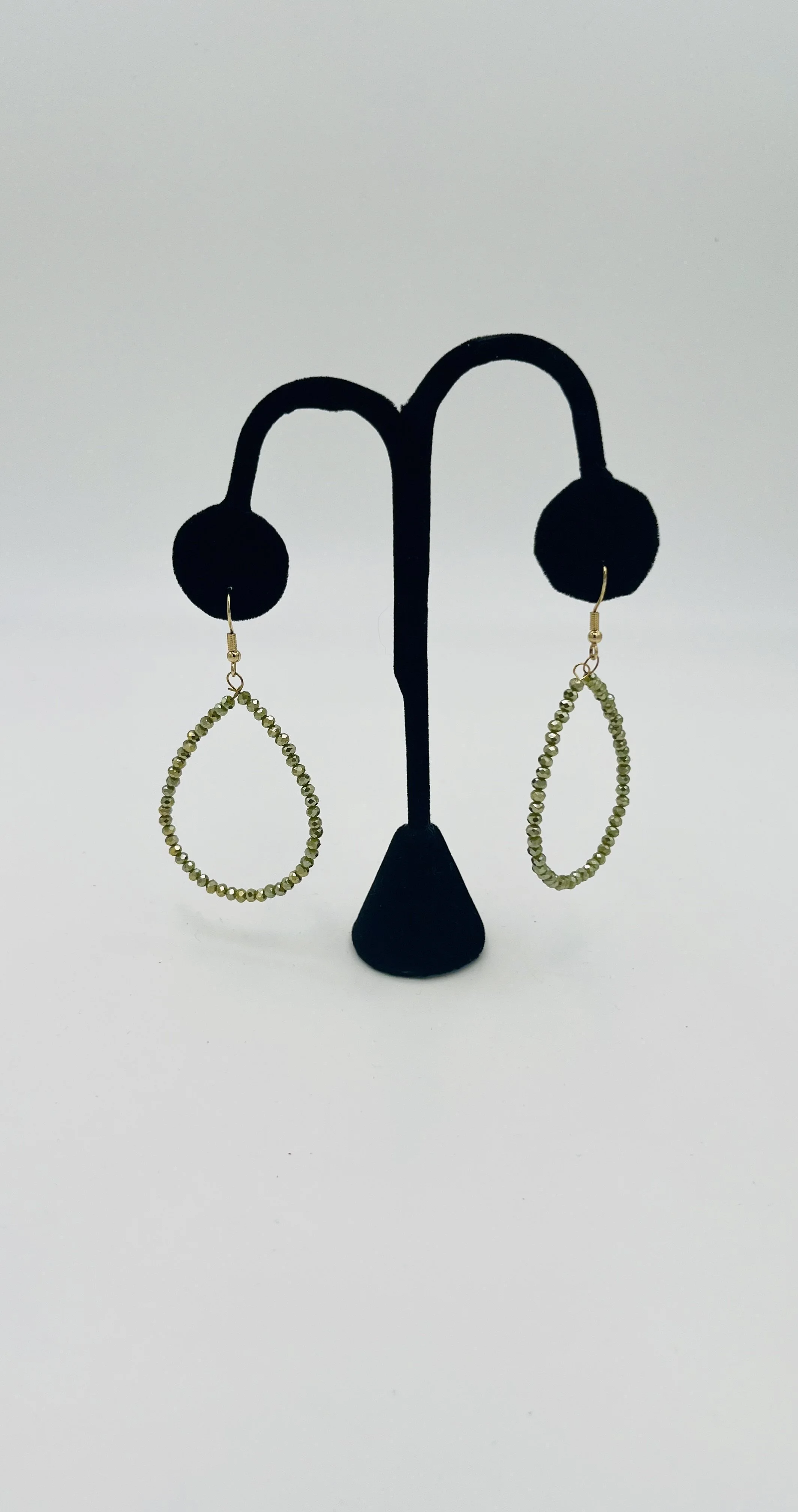Olive Green Beaded Teardrops