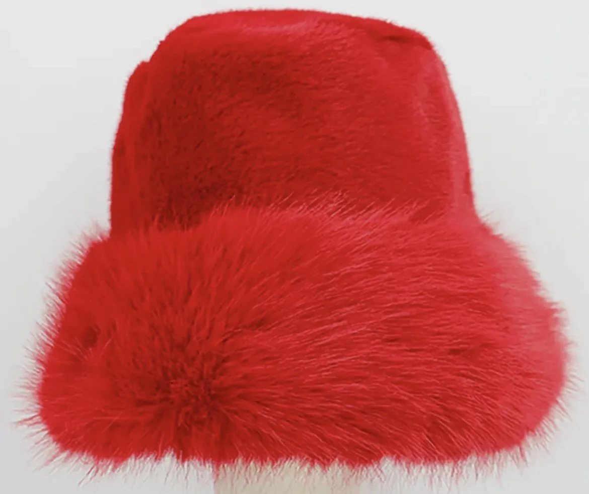 Red Faux Fur Bucket