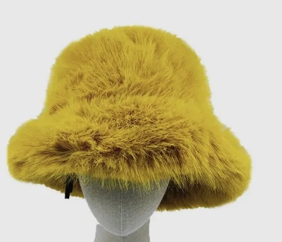Mustard Faux Fur Bucket