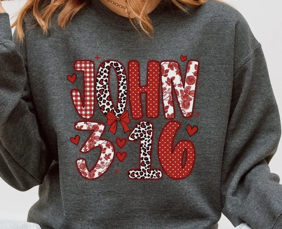 Grey John 3:16 Sweatshirt XL