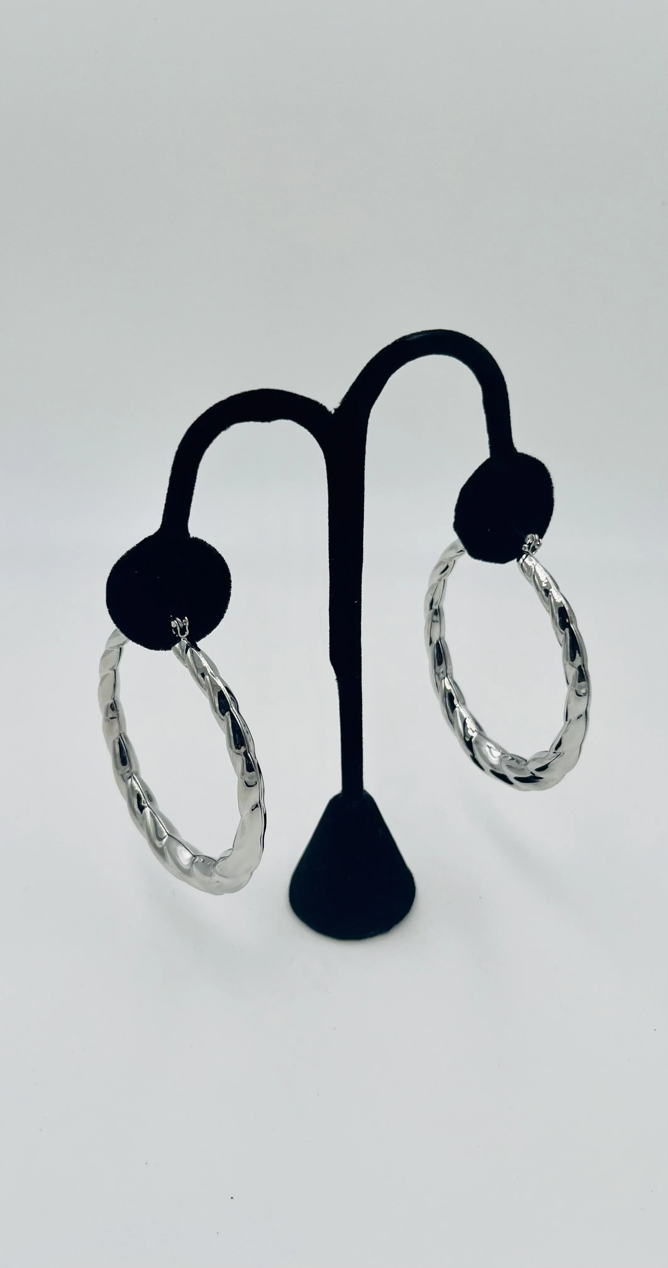 Silver Roped Hoops