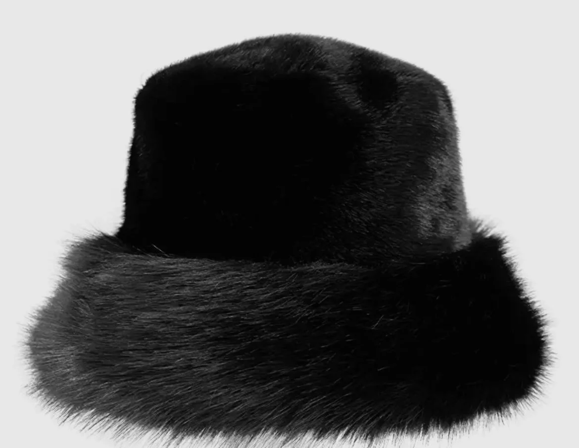 Black Faux Fur Bucket