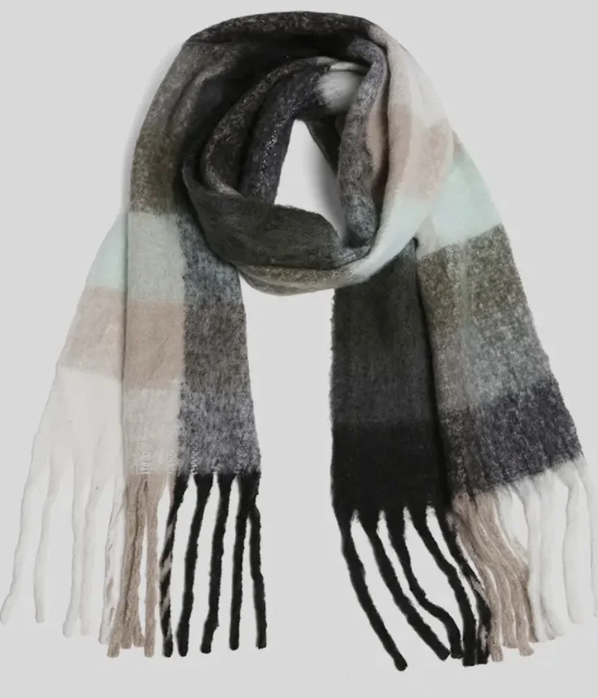 Black Checkered Oblong Scarf