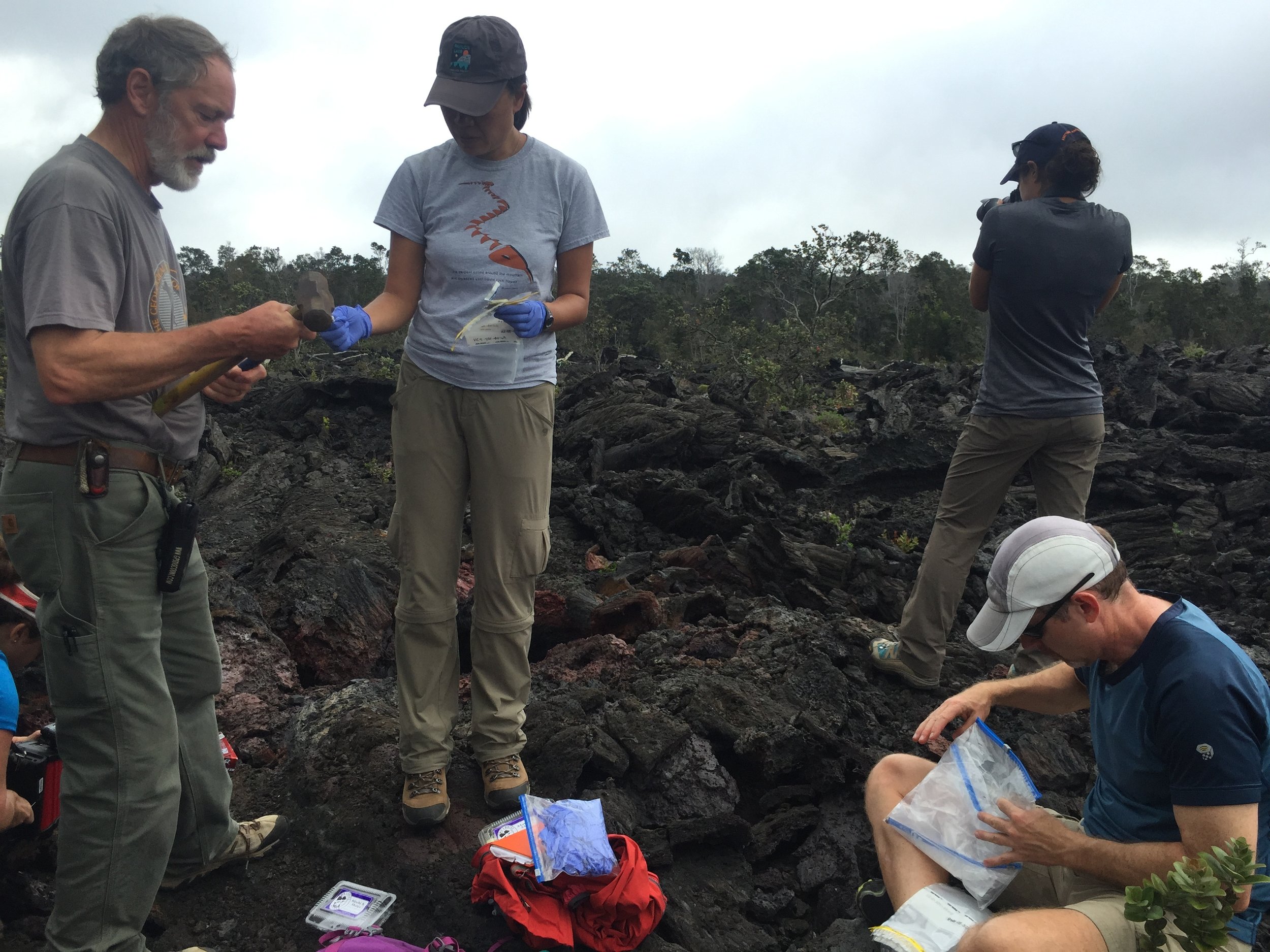 Field sampling in Mauna Ulu region of Hawai'i with Scott Hughes, Kara Beaton and Steve Chappell