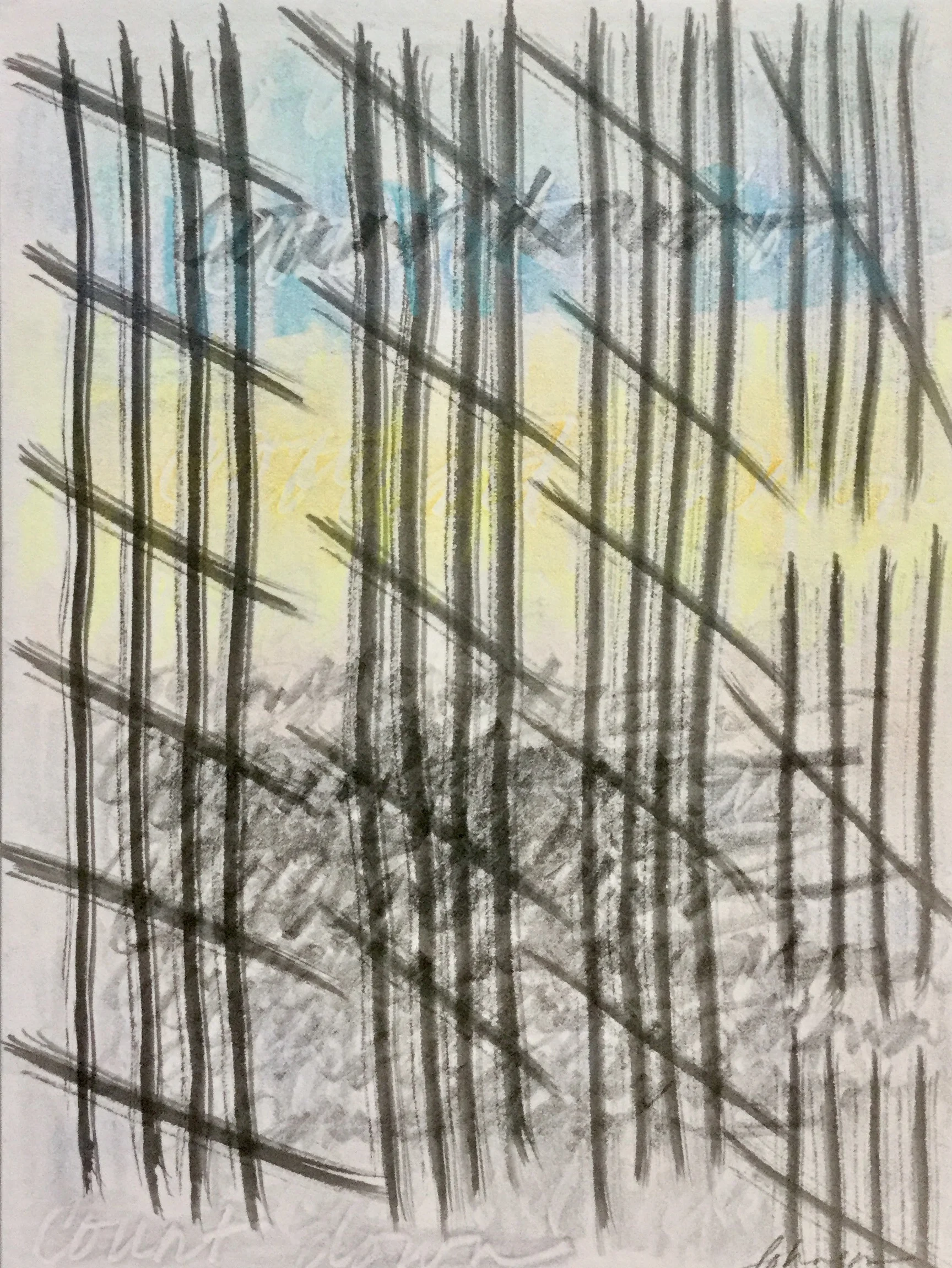 Countdown. Colored pencil, india ink, and watercolor on museum board. 6" x 8".
