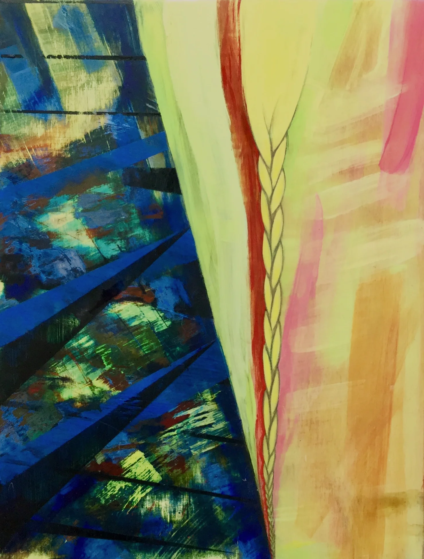 Wonder Tales: Rapunzel Tower. Acrylic paint with pencil on birch panel. 8 3/8" x 11".