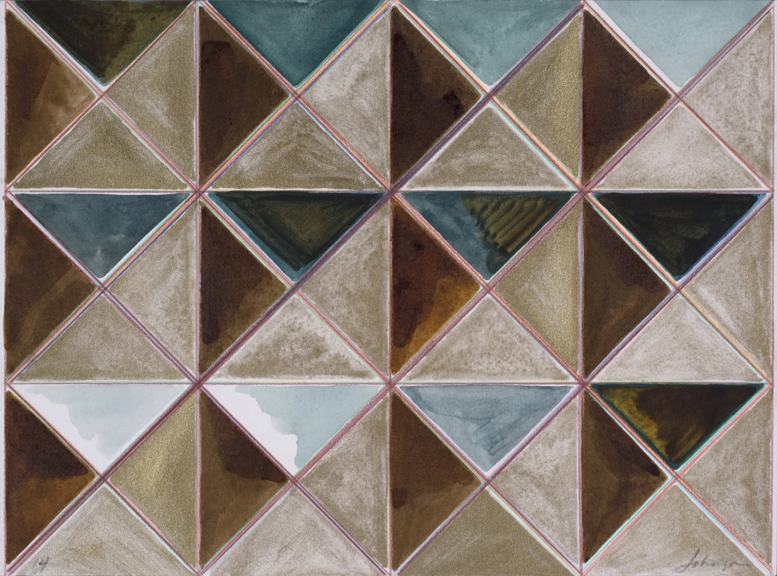Fluorite #14. Colored pencil, watercolor, and ink on rag paper. 12 3/8” x 9 1/8”.