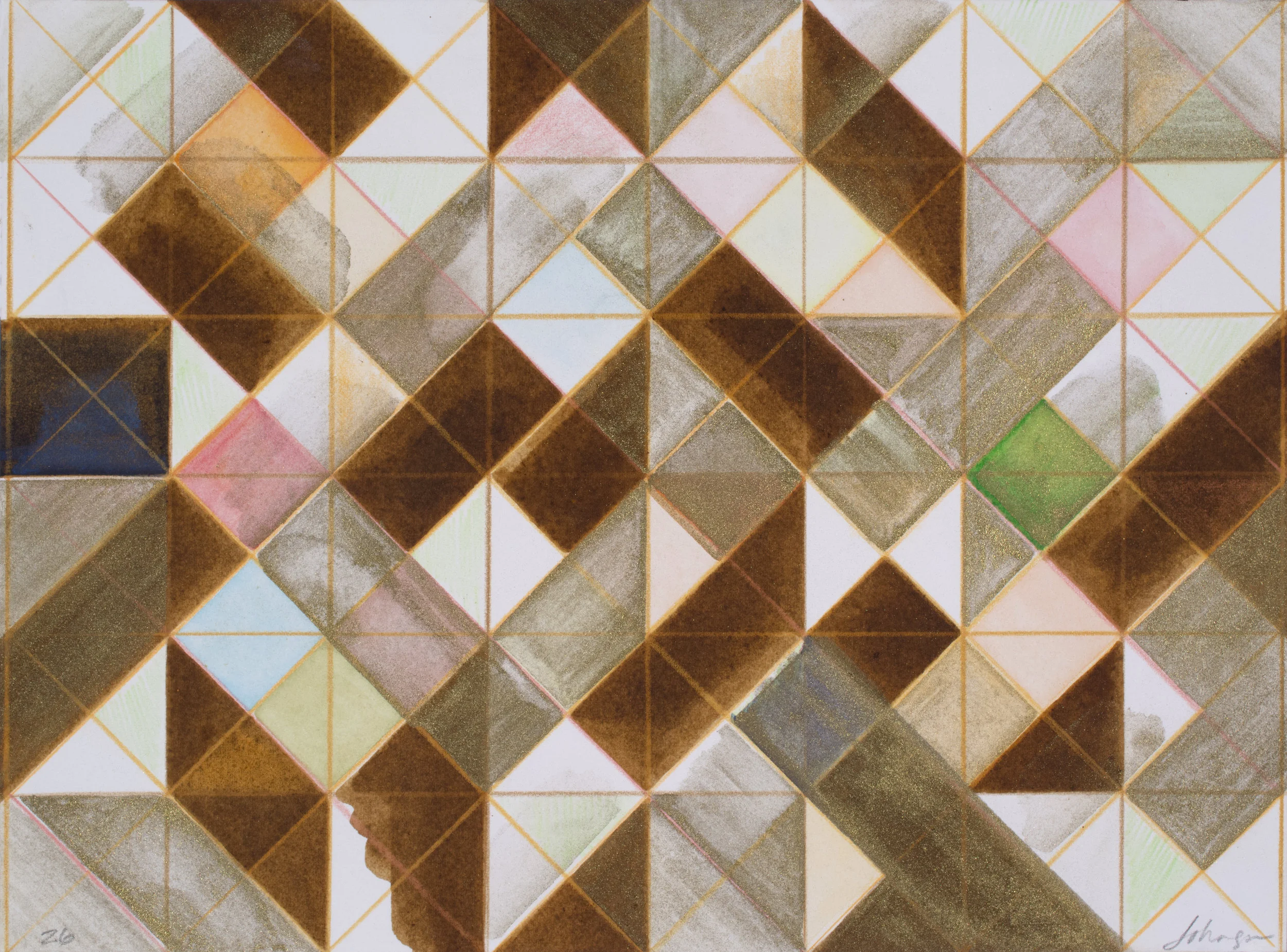 Fluorite #26. Colored pencil, watercolor, and ink on rag paper. 12 1/8” x 9 1/8”.