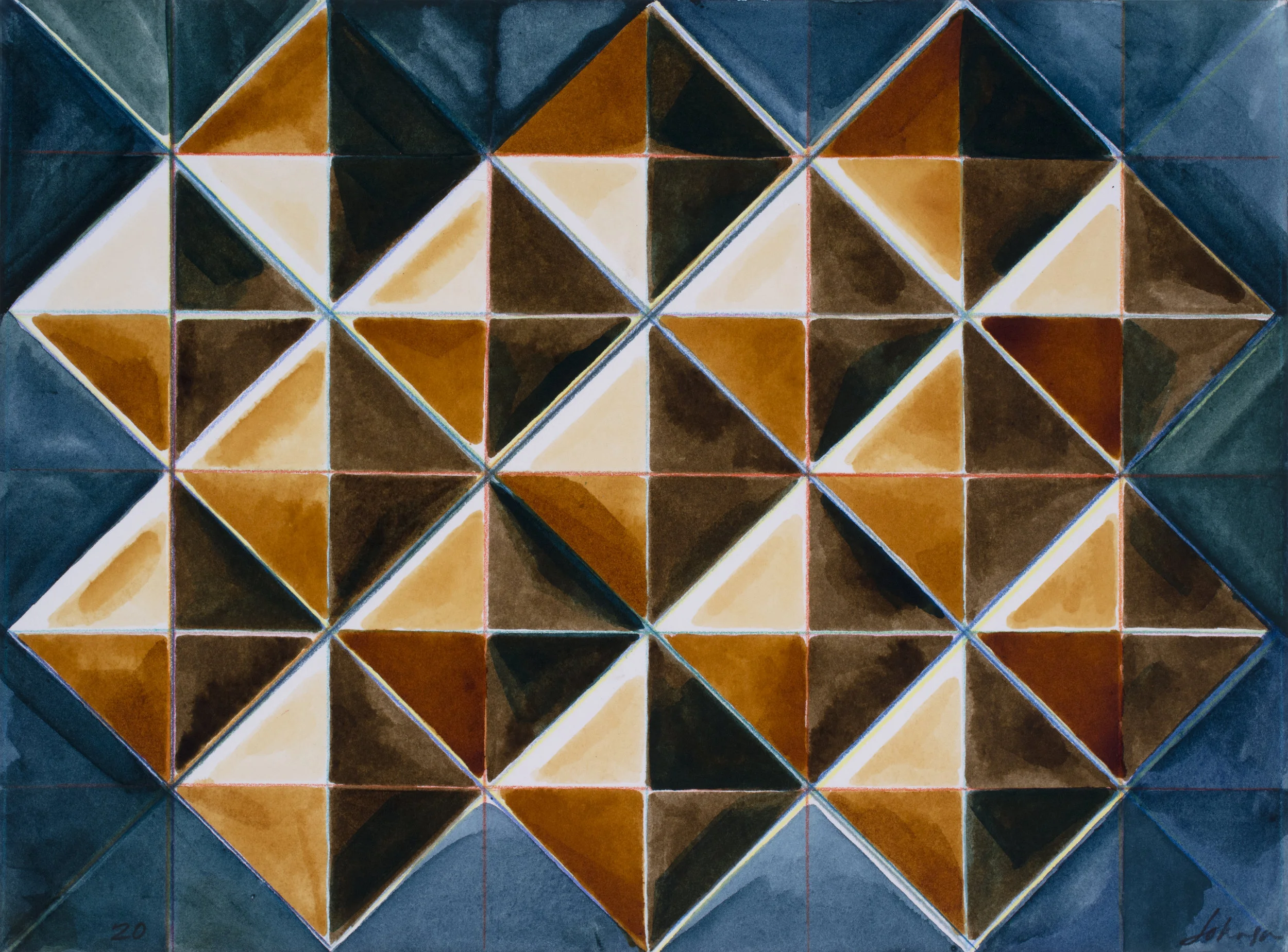 Fluorite #20. Colored pencil, watercolor, and ink on rag paper.
