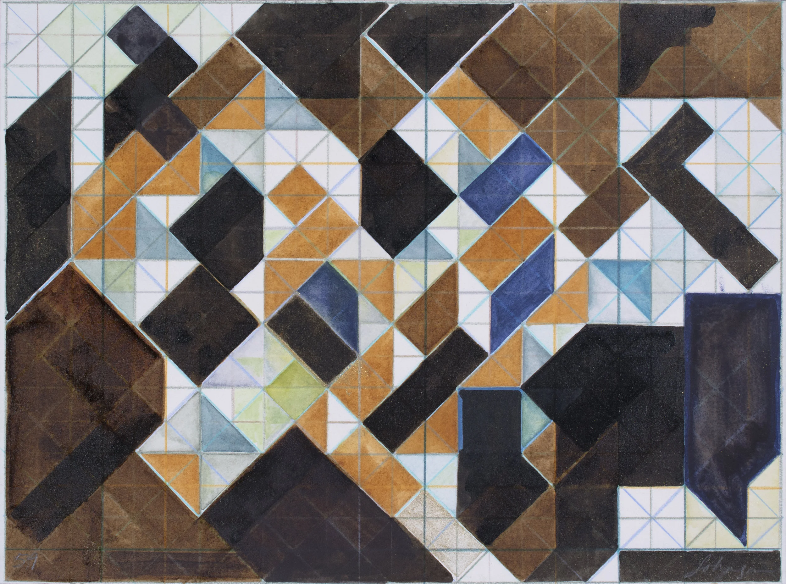 Fluorite #59. Colored pencil, watercolor, and ink on rag paper.