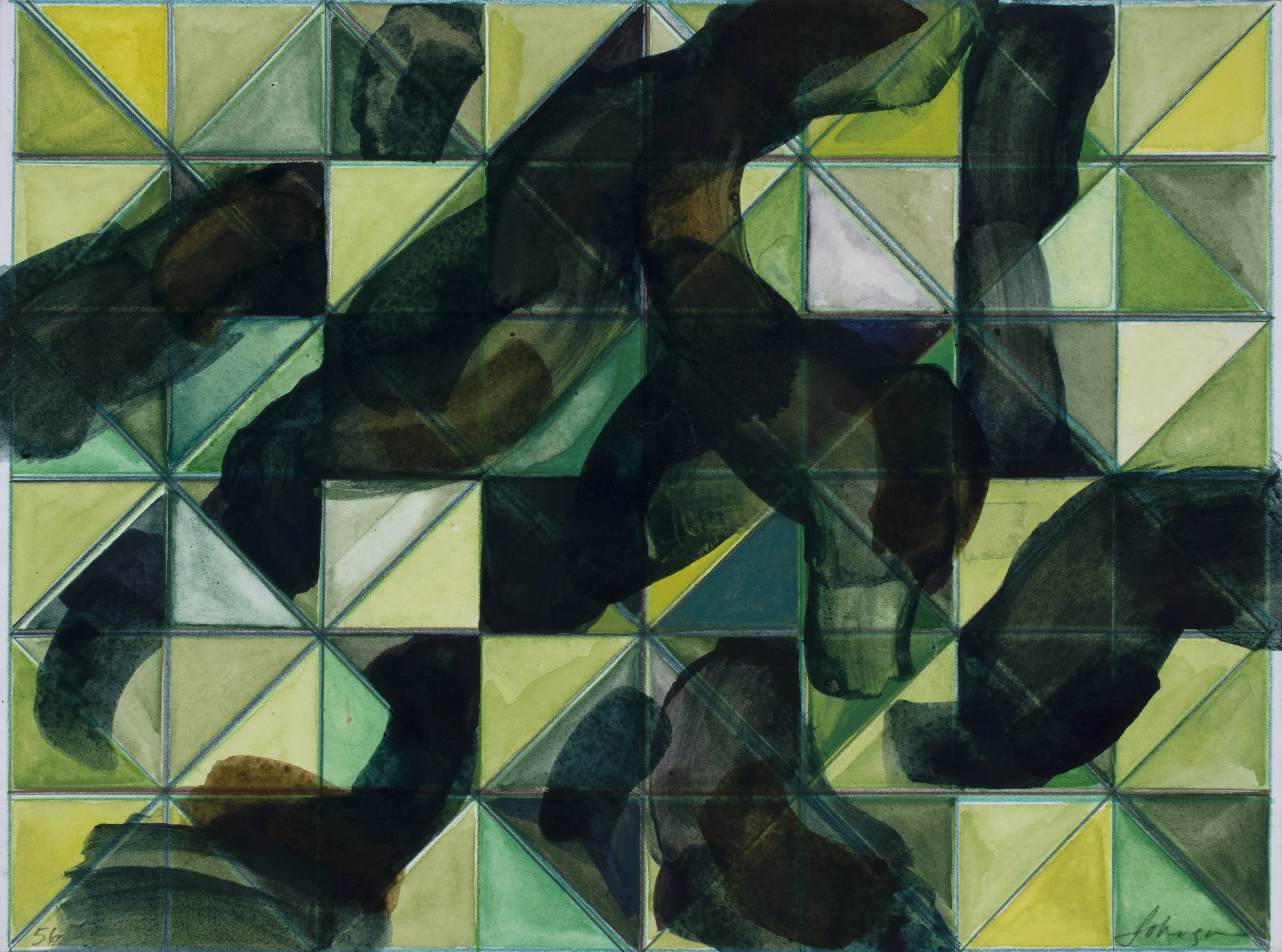 Fluorite #56. Colored pencil, watercolor, and ink on rag paper. 12 ¼” x 9 1/8”.