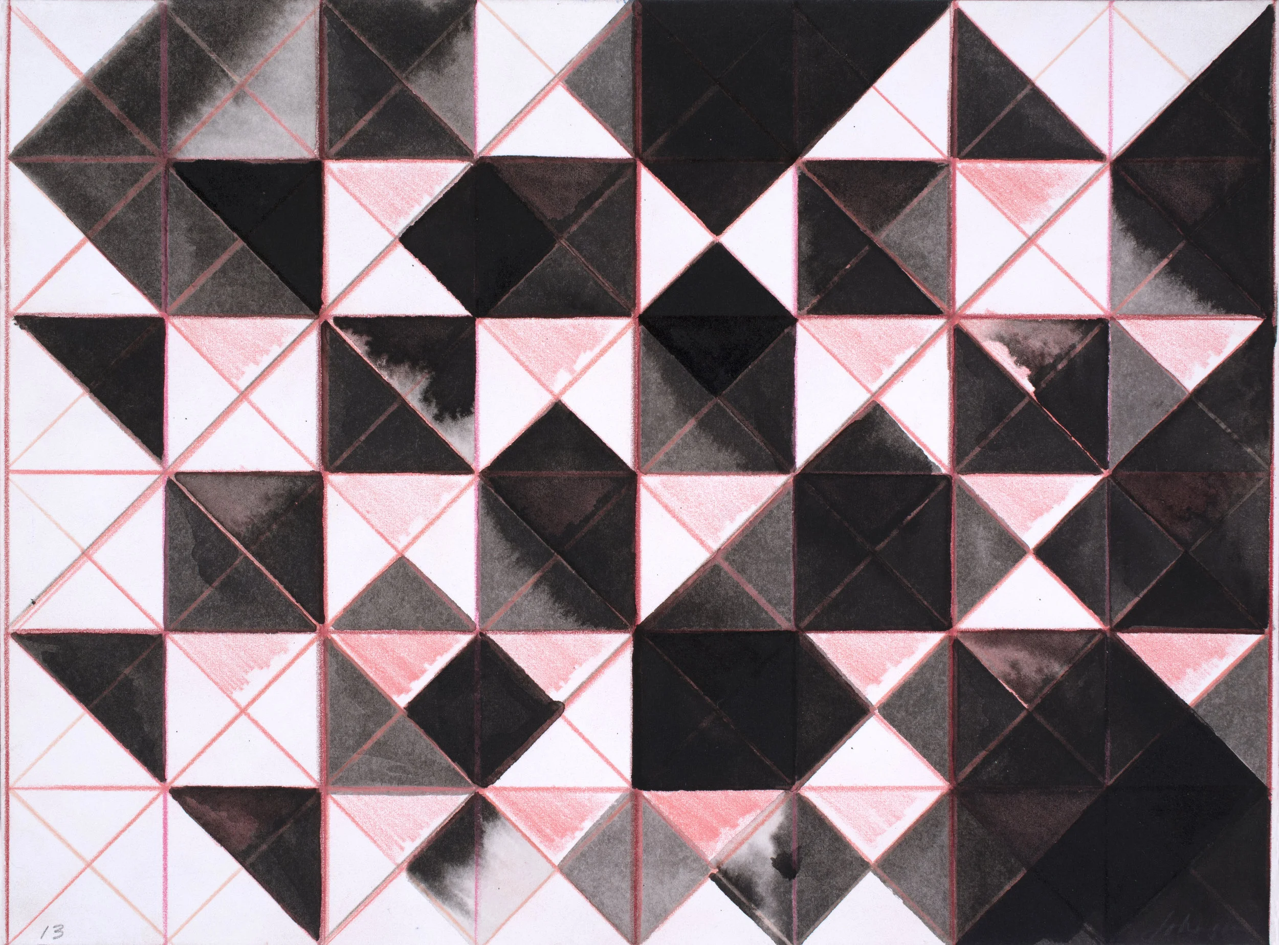 Fluorite #13. Colored pencil, watercolor, and ink on rag paper. 12 3/8” x 9 1/8”.