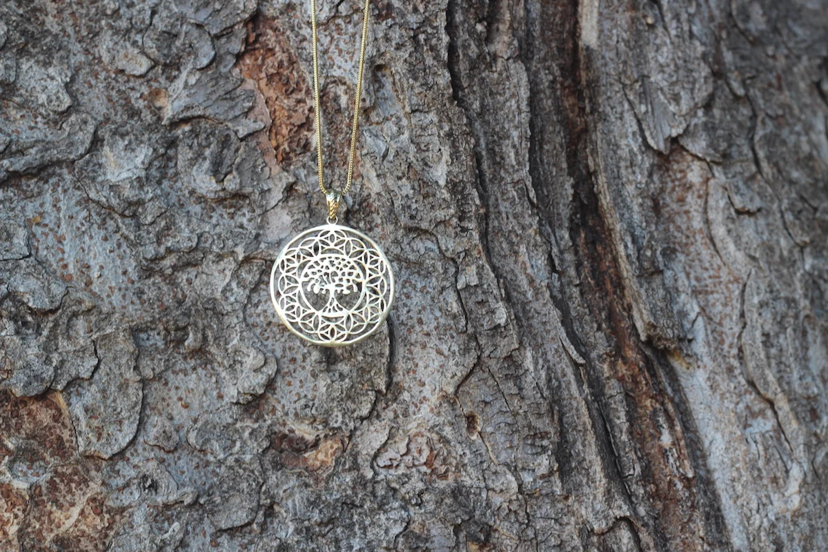 Tree and Flower of Life Power Pendent on Tree Necklace .JPG