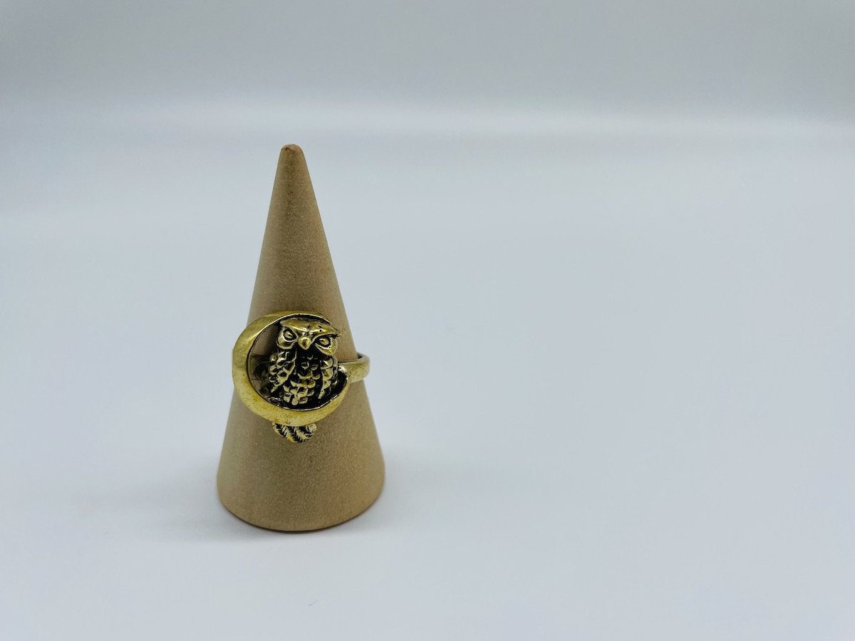 Lunar Owl Brass Ring