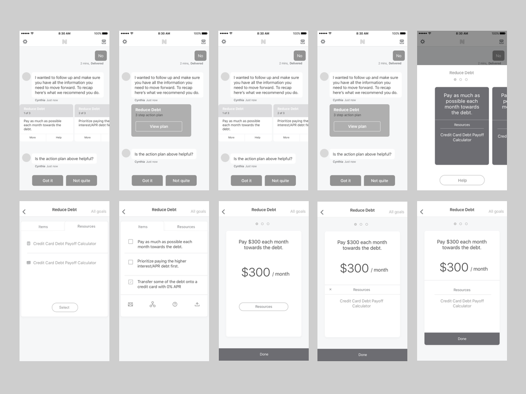 I returned back to the drawing board to find some new solutions. I was looking for something that would not spell everything out in the message view, but be more of a link to an overlay or other screen to see the steps. 