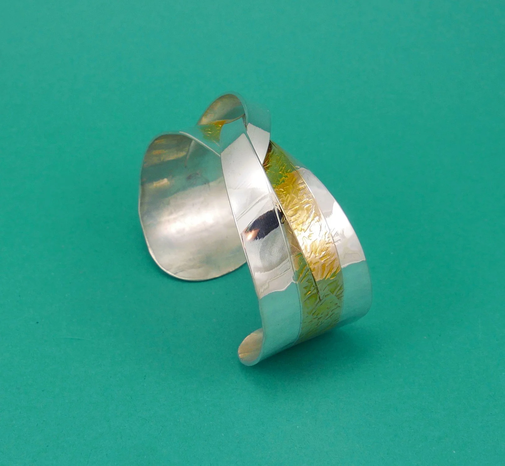 Wide 14k Gold Inlay Criss Cross Bracelet 2-seattleraindrop.com.jpeg