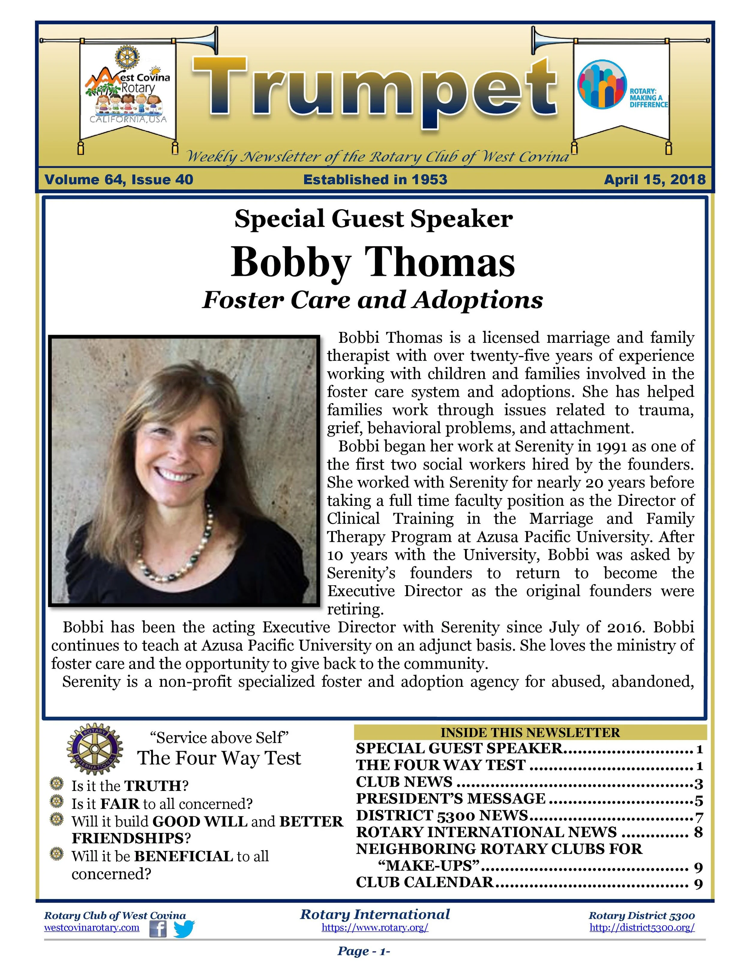 Trumpet Newsletter - Volume 64, Issue 40