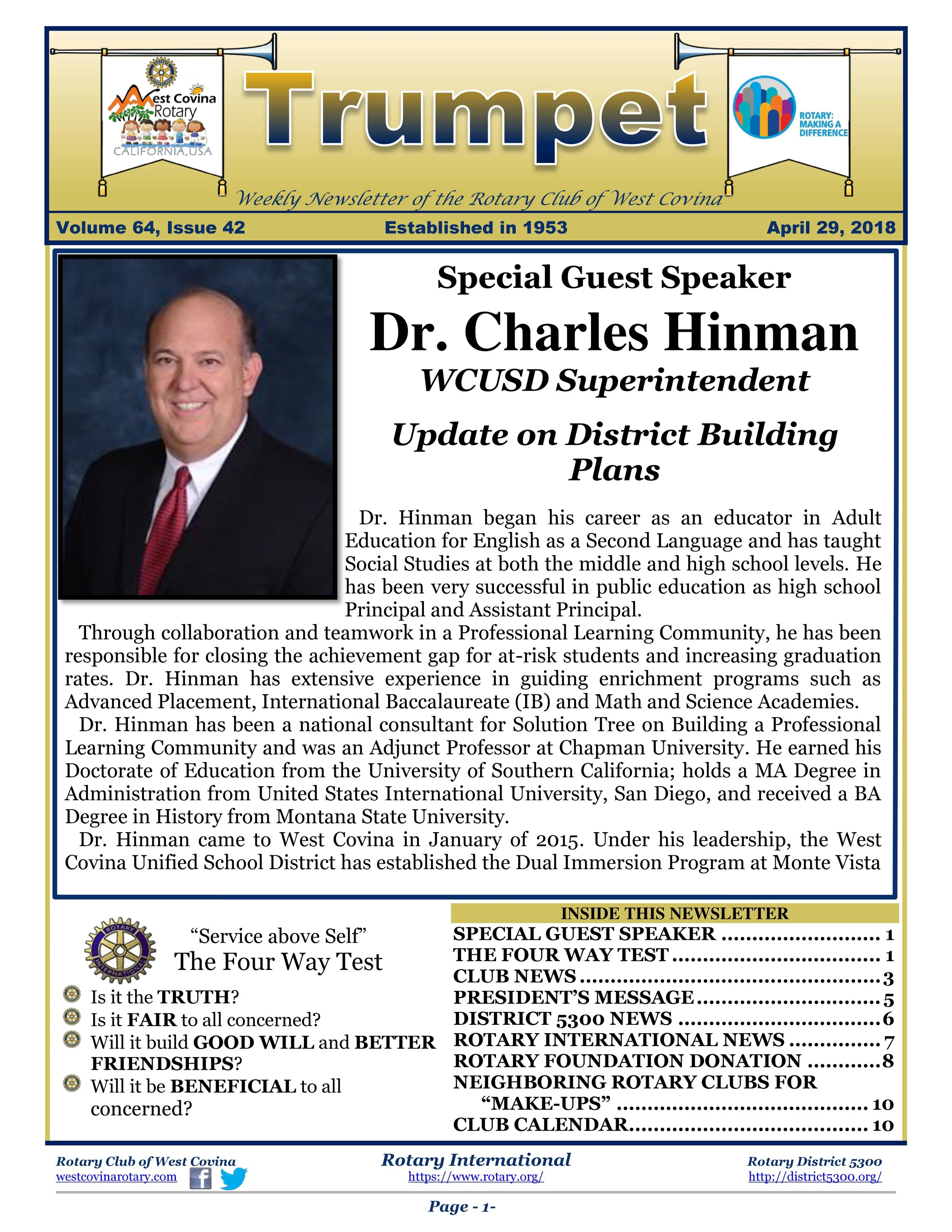 Trumpet Newsletter - Volume 64, Issue 42