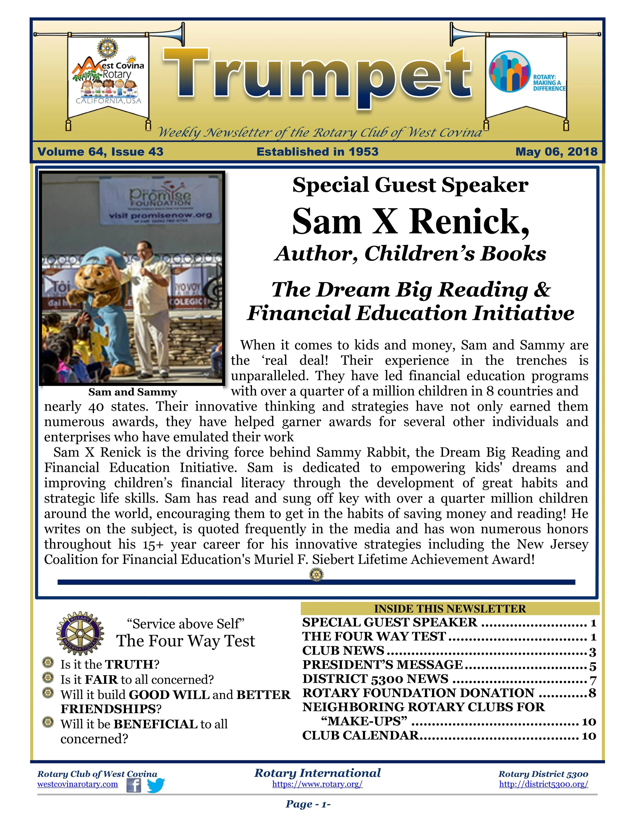 Trumpet Newsletter - Volume 64, Issue 43