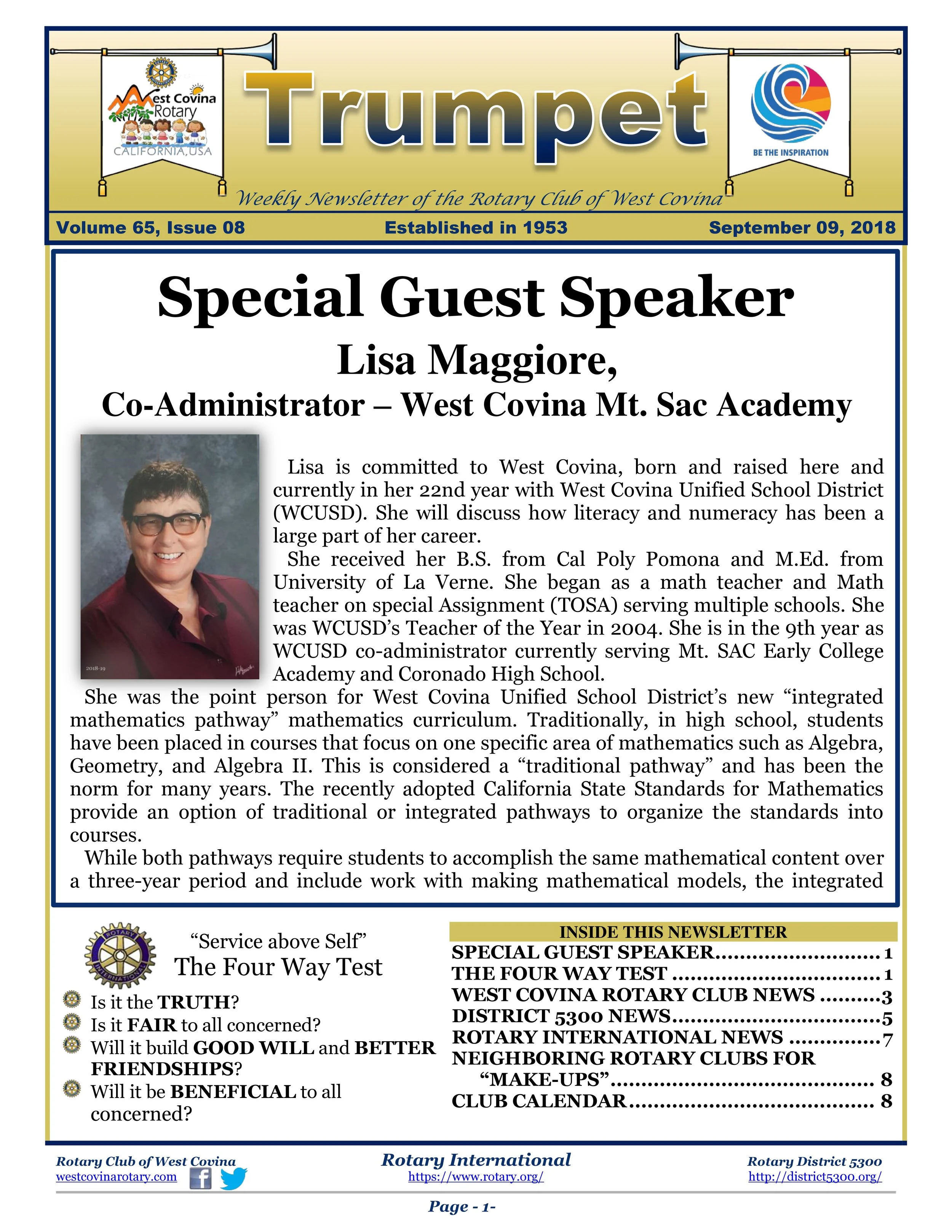 Trumpet Newsletter - Volume 65, Issue 08