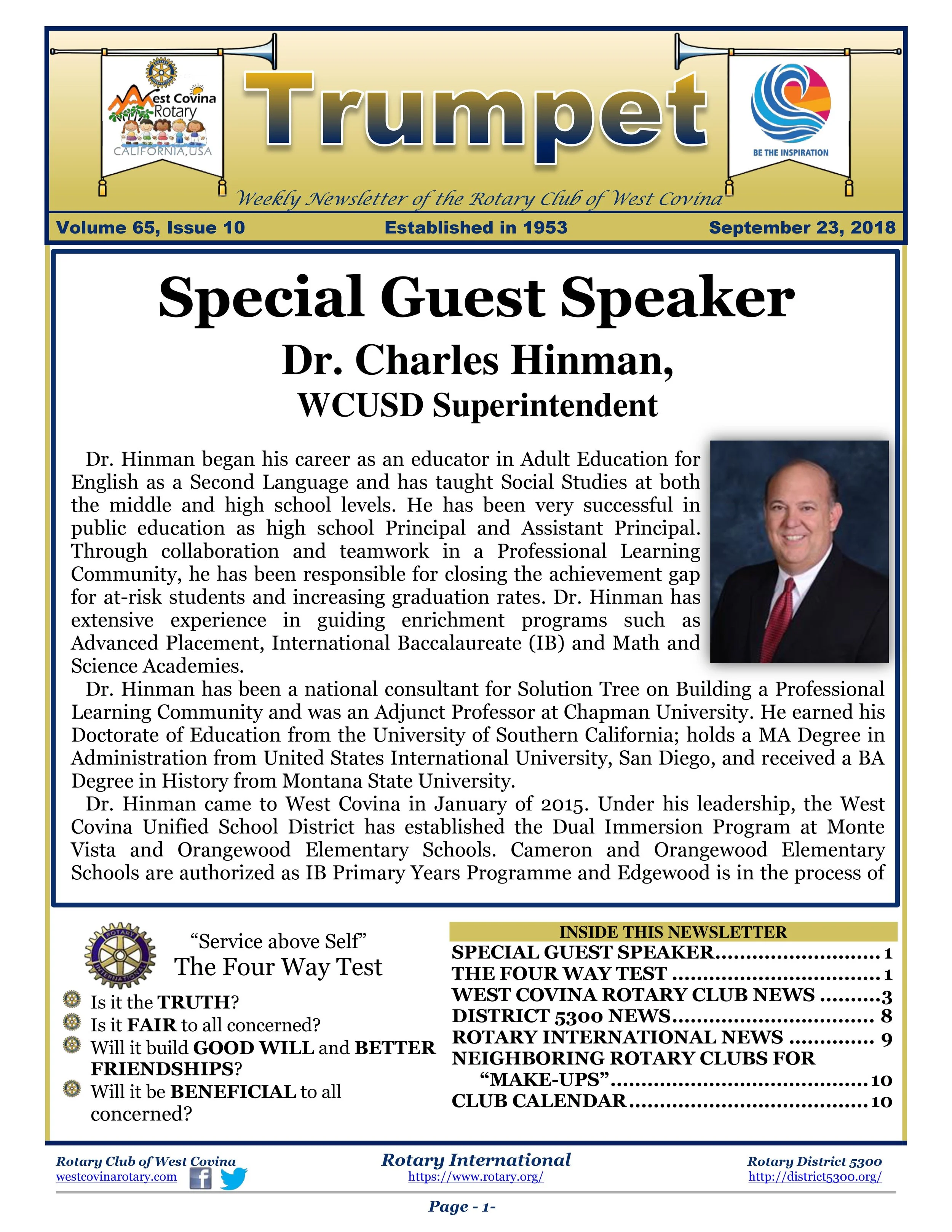 Trumpet Newsletter - Volume 65, Issue 10