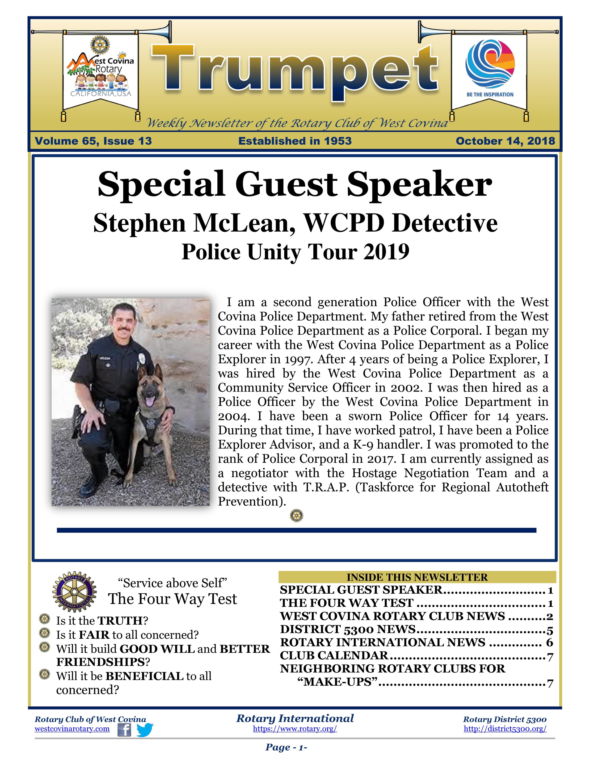 Trumpet Newsletter - Volume 65, Issue 13