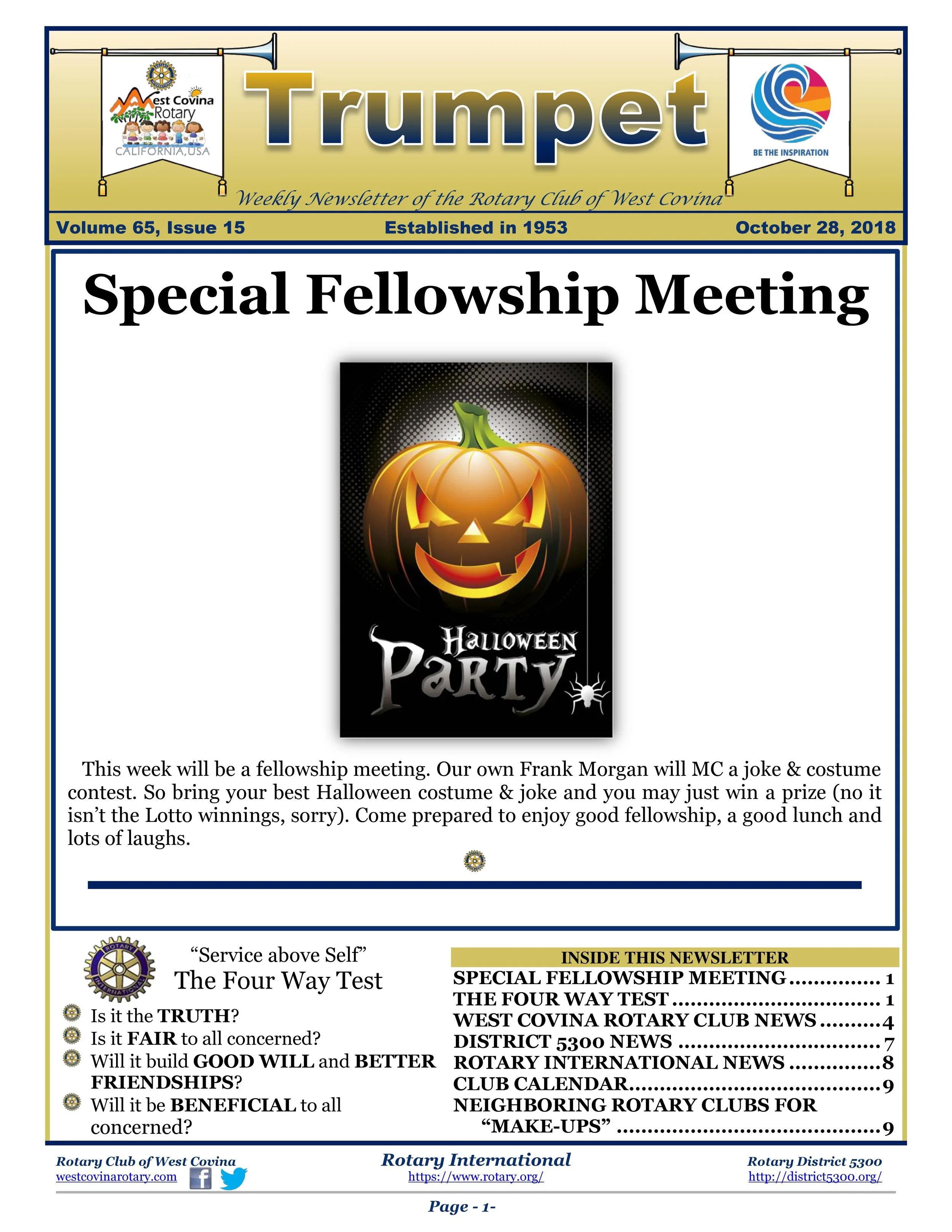 Trumpet Newsletter - Volume 65, Issue 15