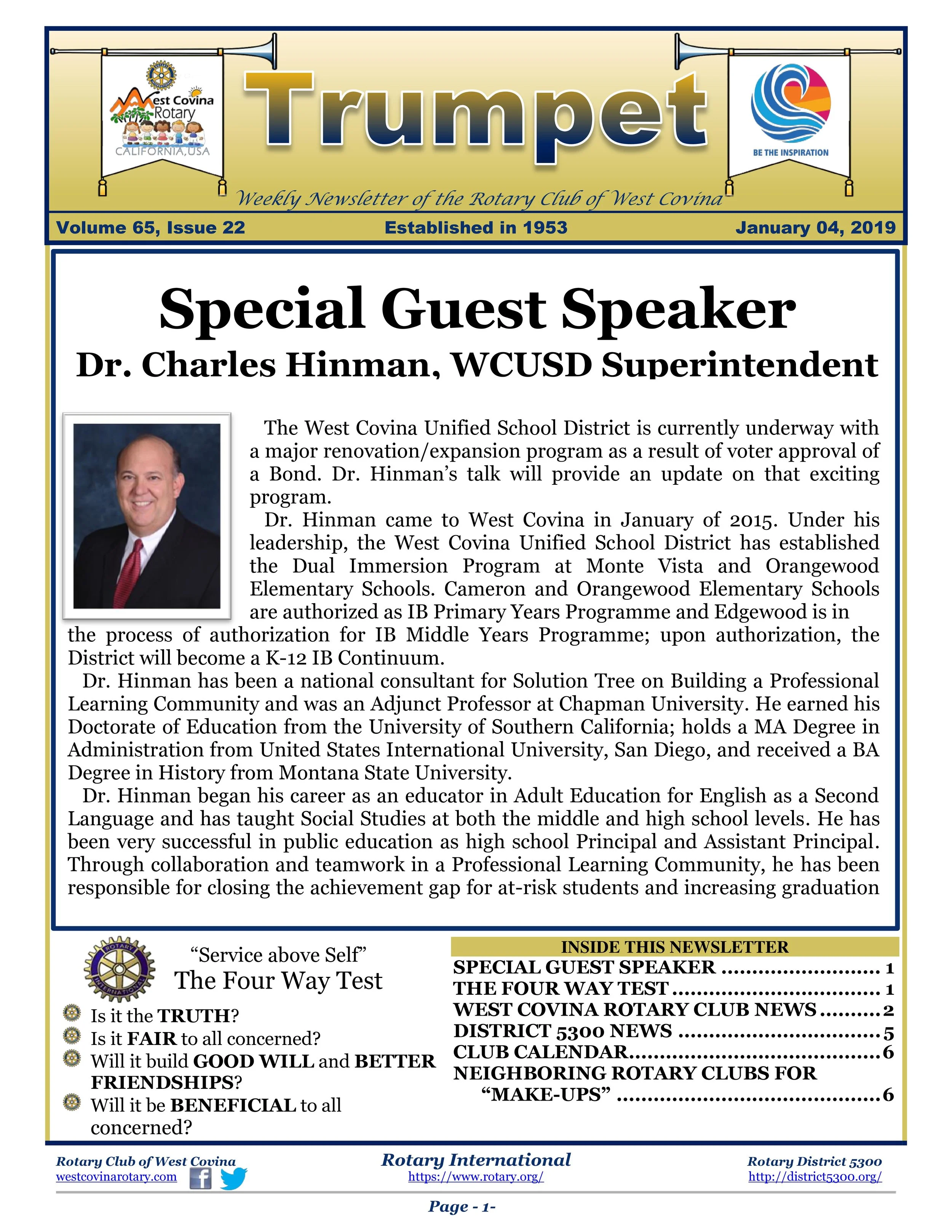 Trumpet Newsletter - Volume 65, Issue 22