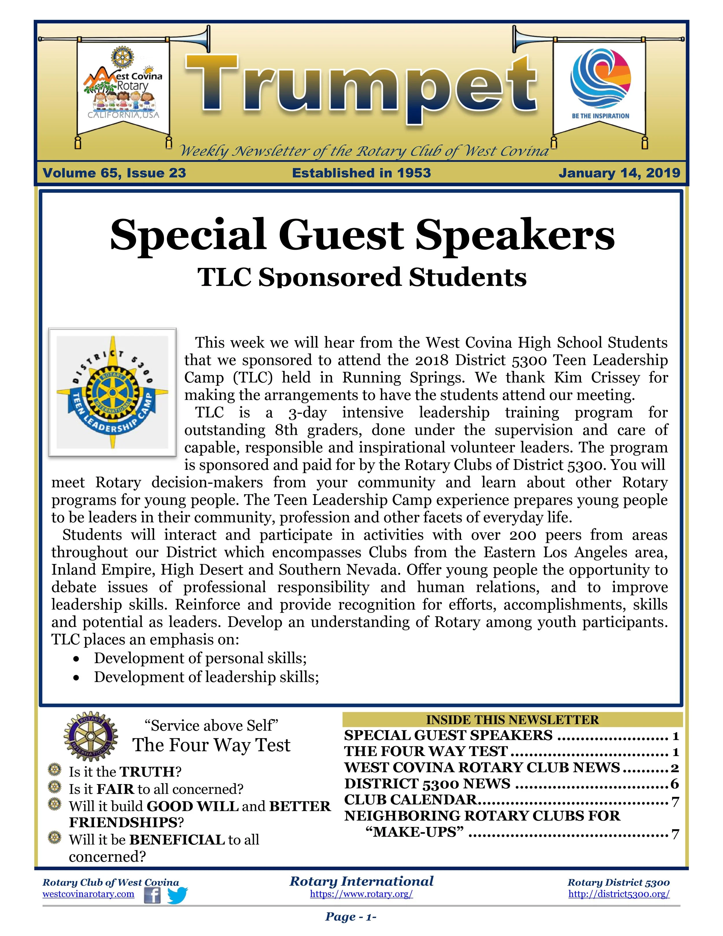 Trumpet Newsletter - Volume 65, Issue 23