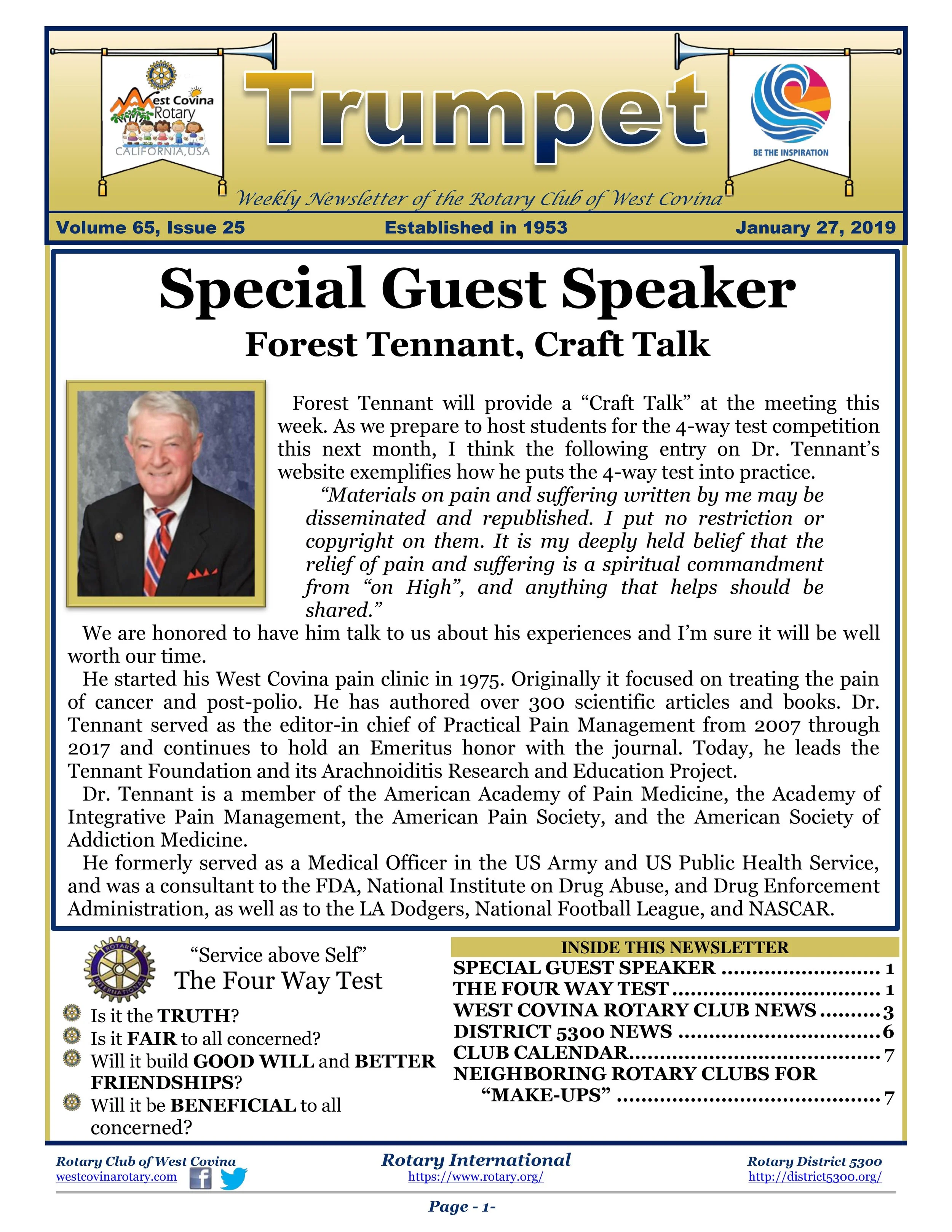 Trumpet Newsletter - Volume 65, Issue 25