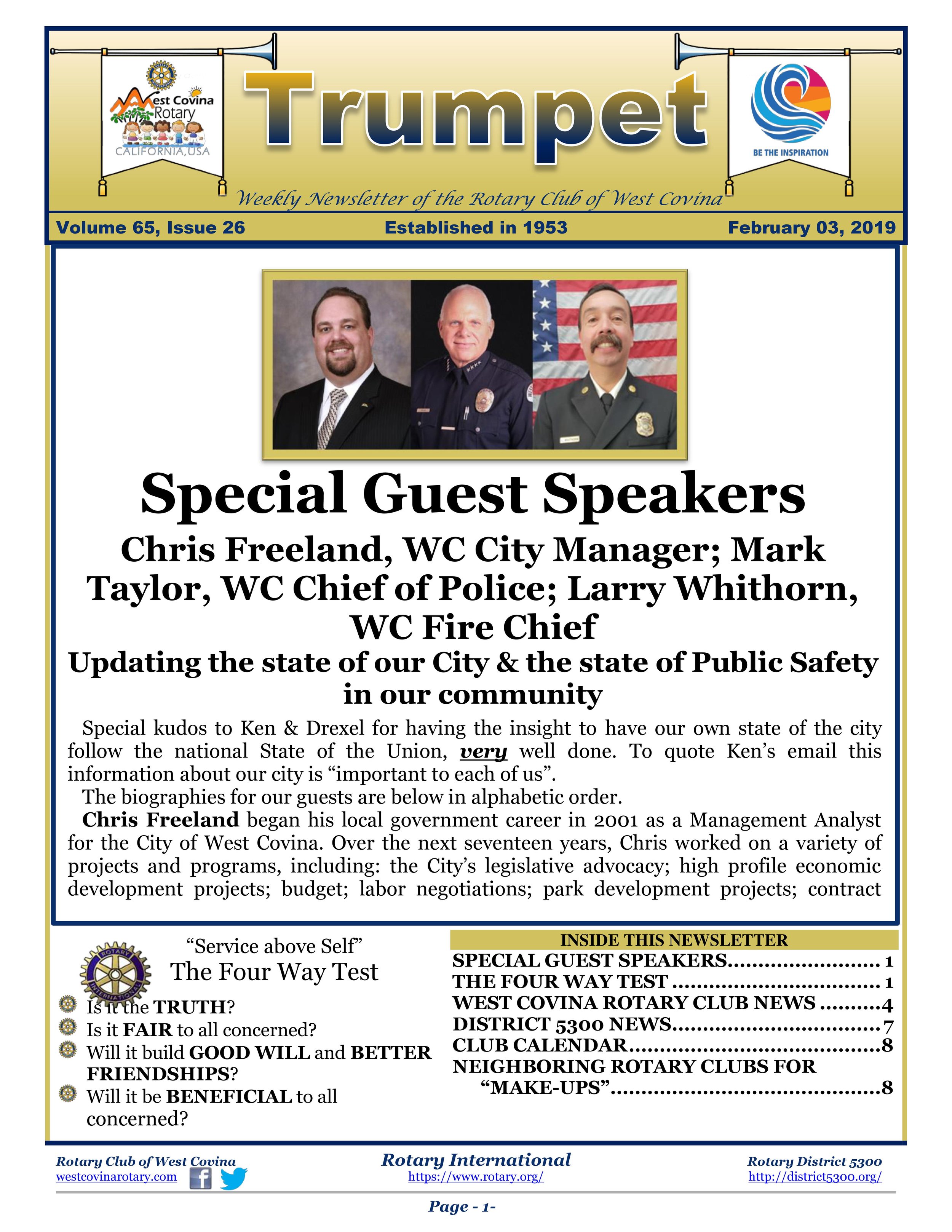 Trumpet Newsletter - Volume 65, Issue 26