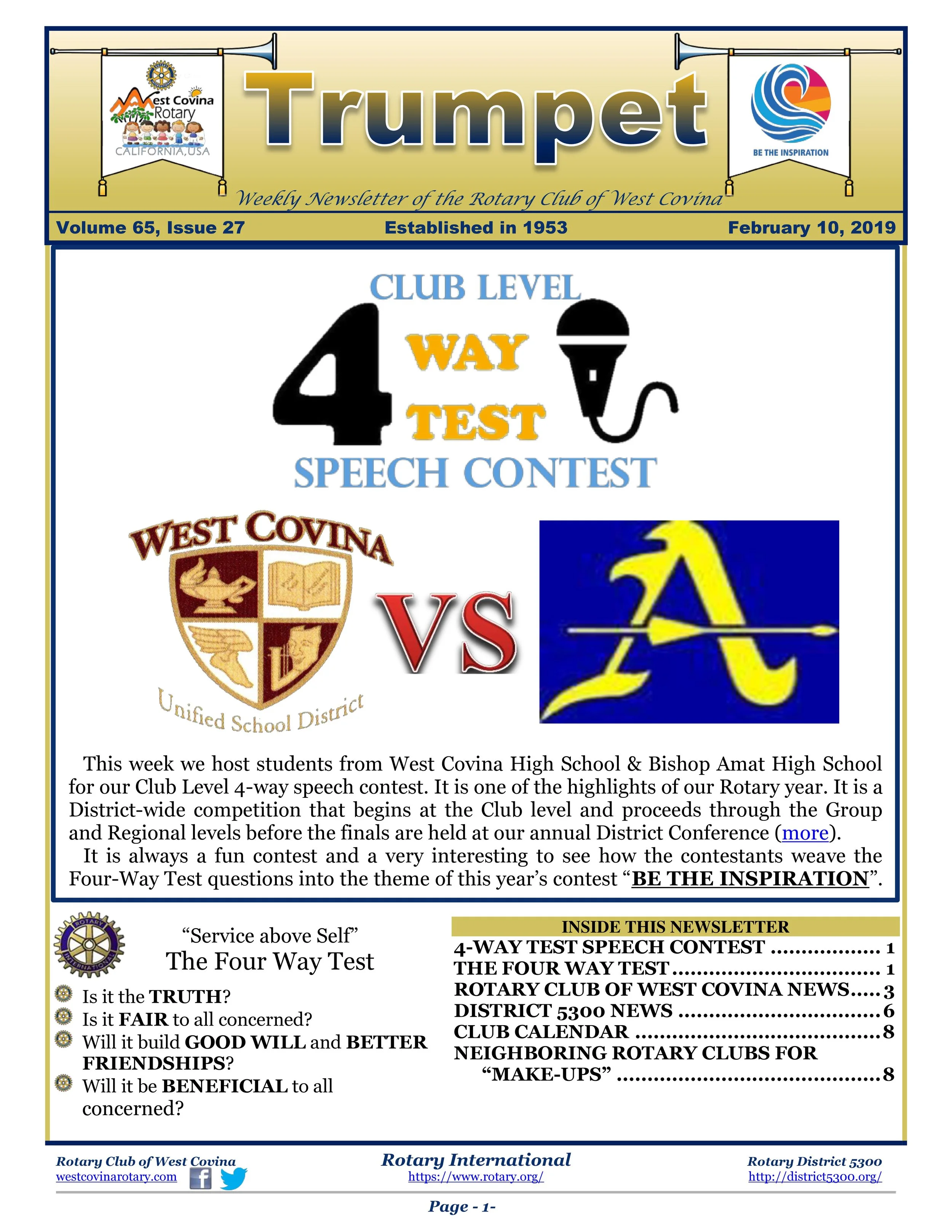 Trumpet Newsletter - Volume 65, Issue 27