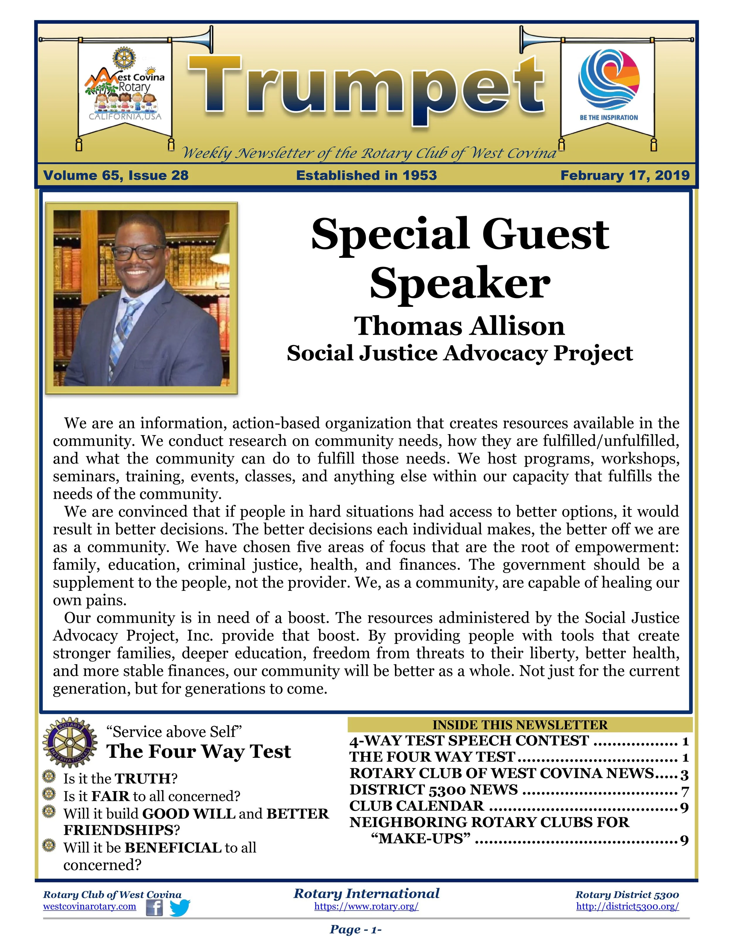 Trumpet Newsletter - Volume 65, Issue 28
