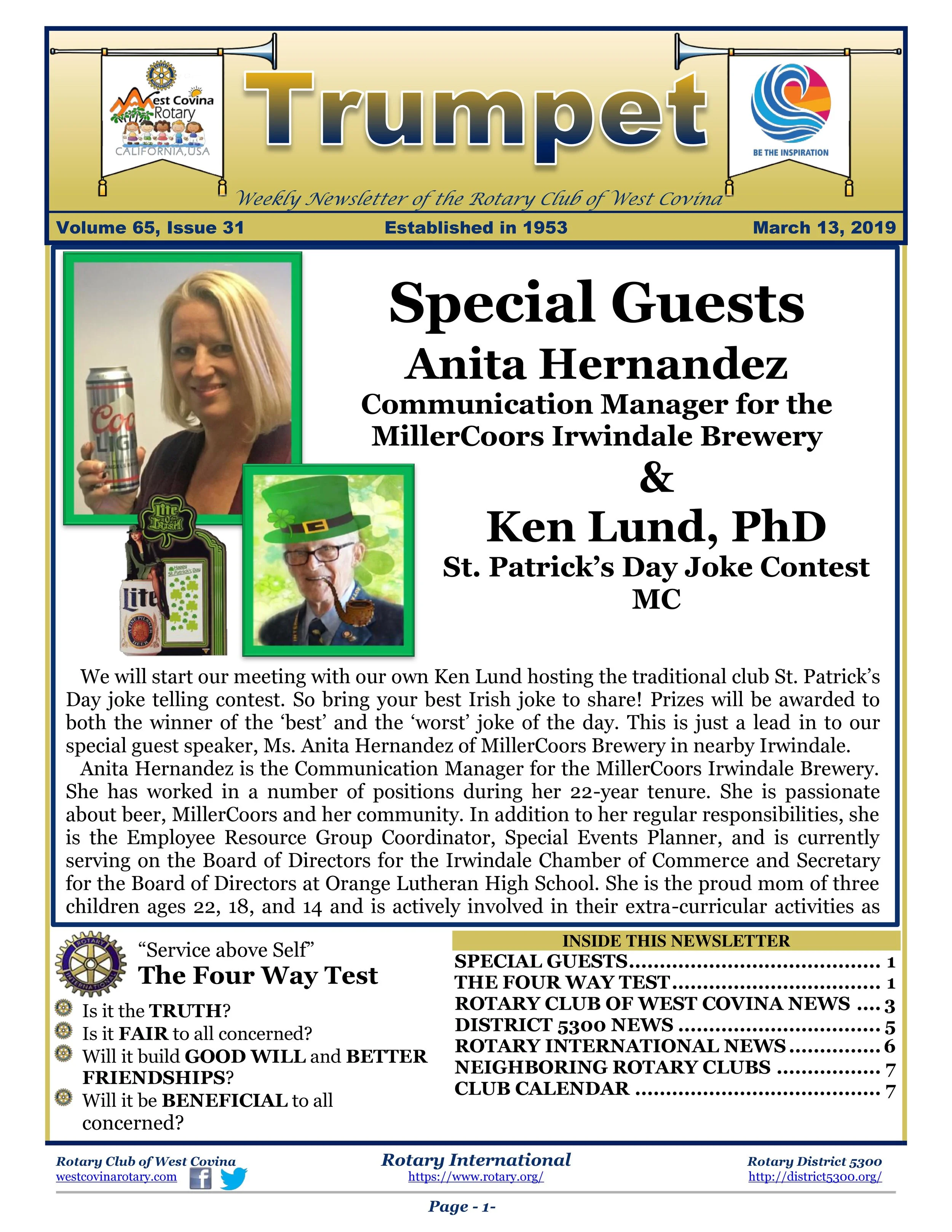 Trumpet Newsletter - Volume 65, Issue 31