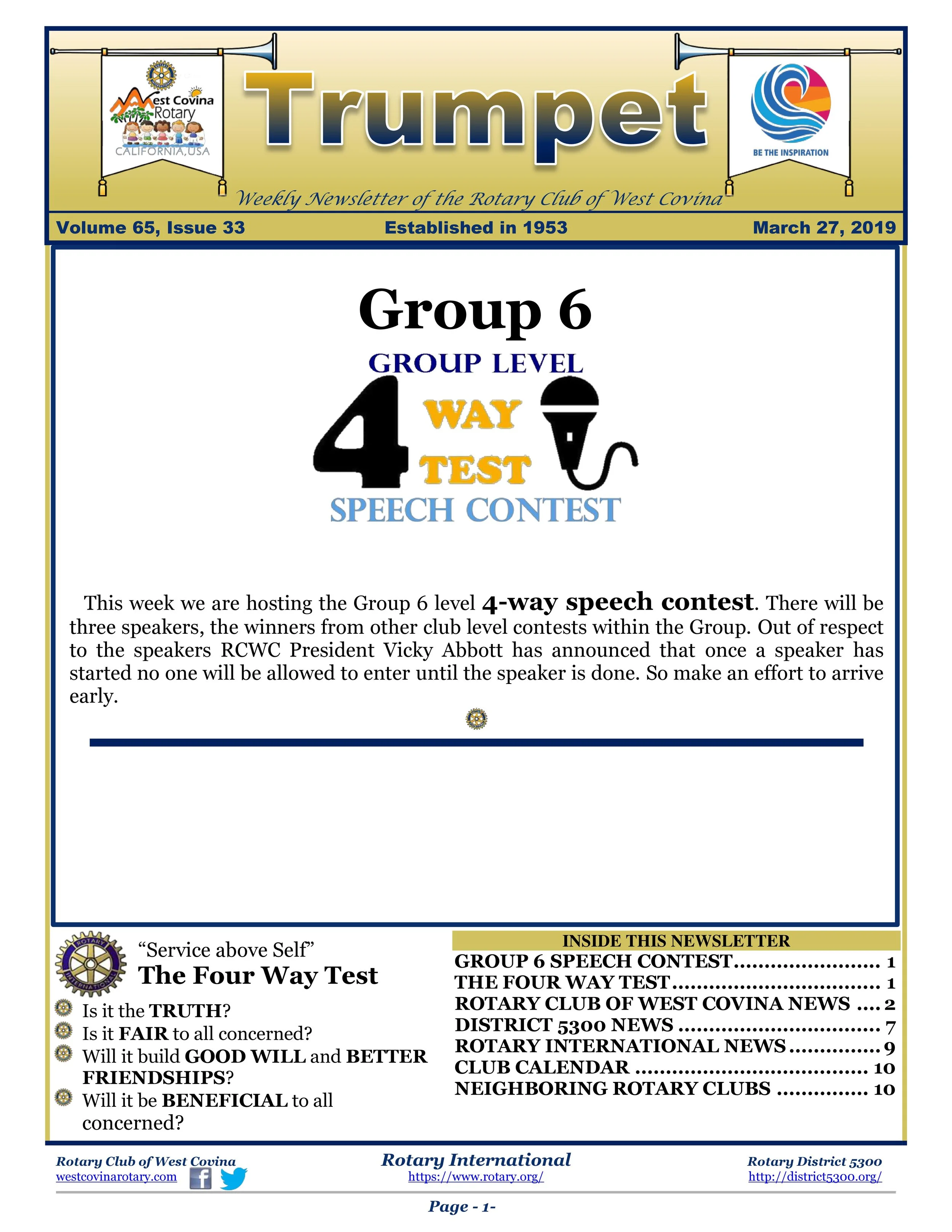 Trumpet Newsletter - Volume 65, Issue 33