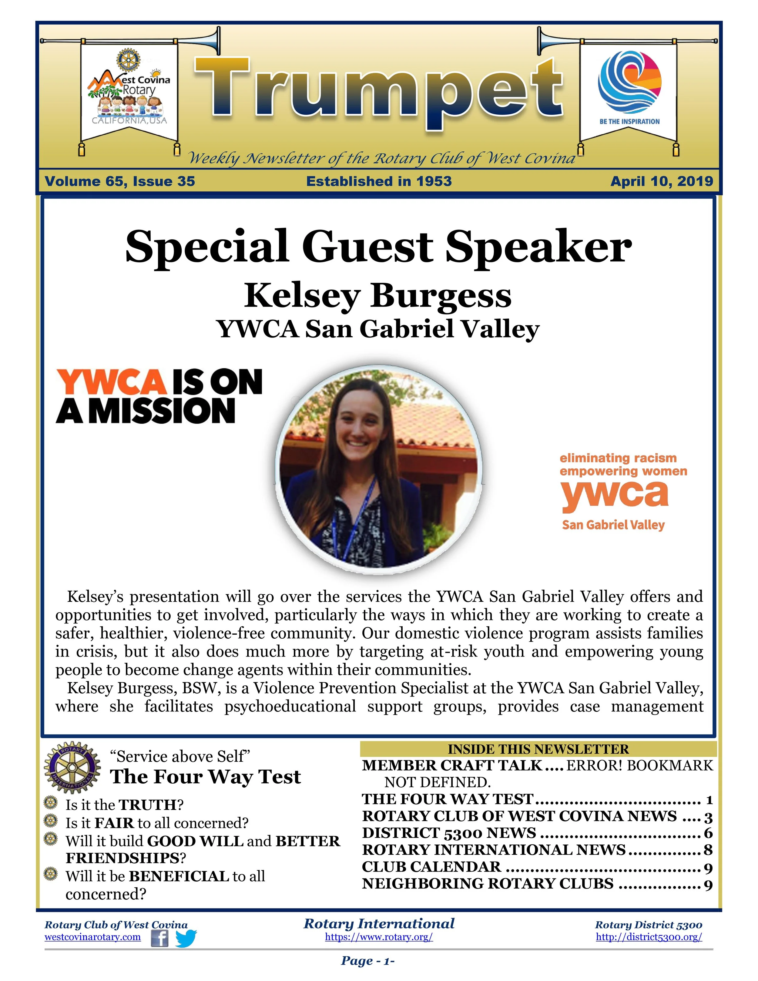 Trumpet Newsletter - Volume 65, Issue 35