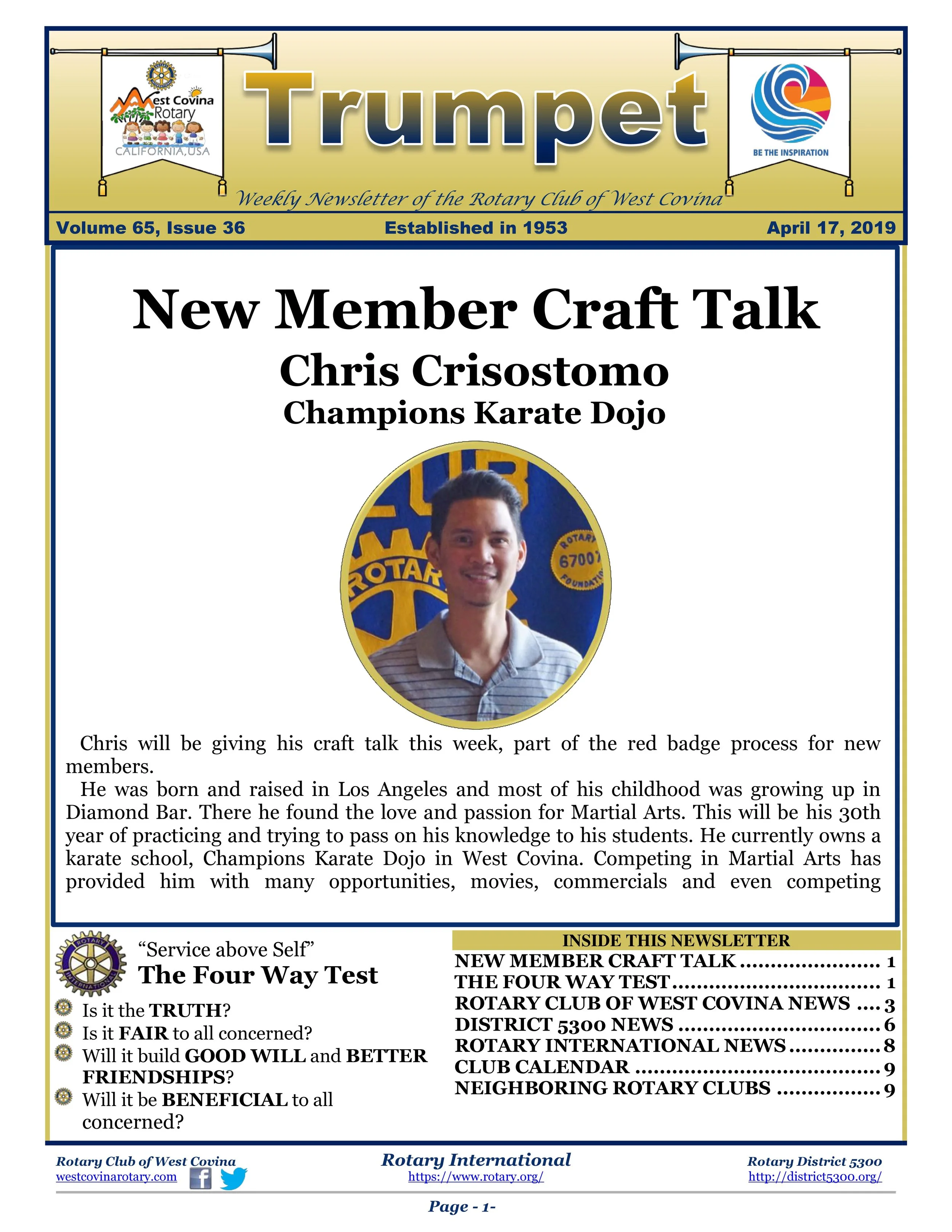 Trumpet Newsletter - Volume 65, Issue 36