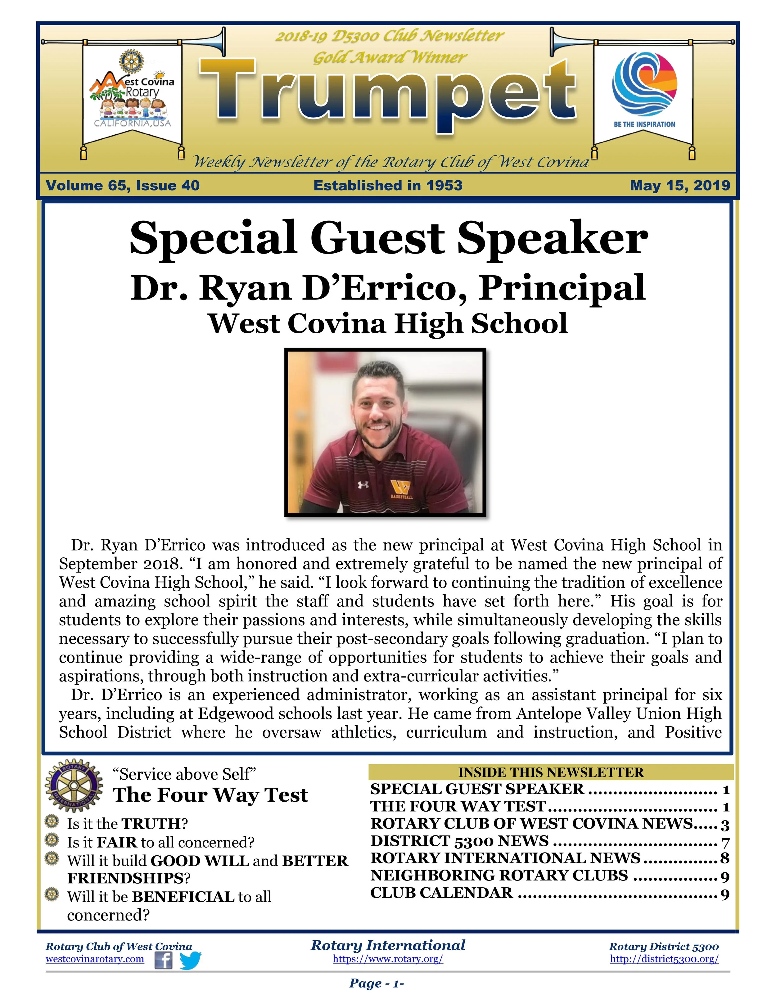 Trumpet Newsletter - Volume 65, Issue 40