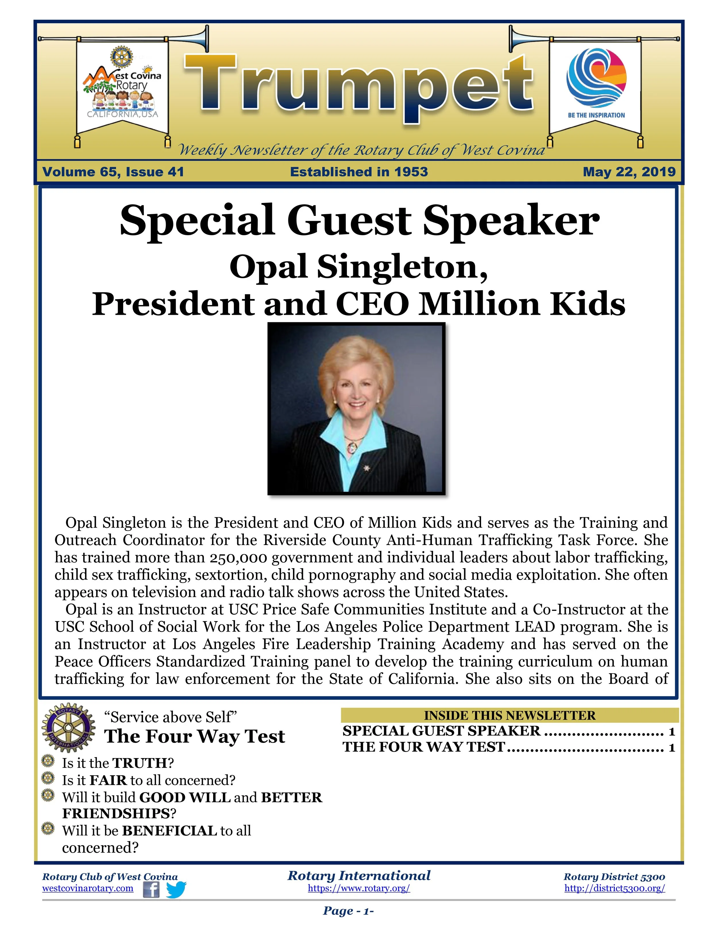 Trumpet Newsletter - Volume 65, Issue 41