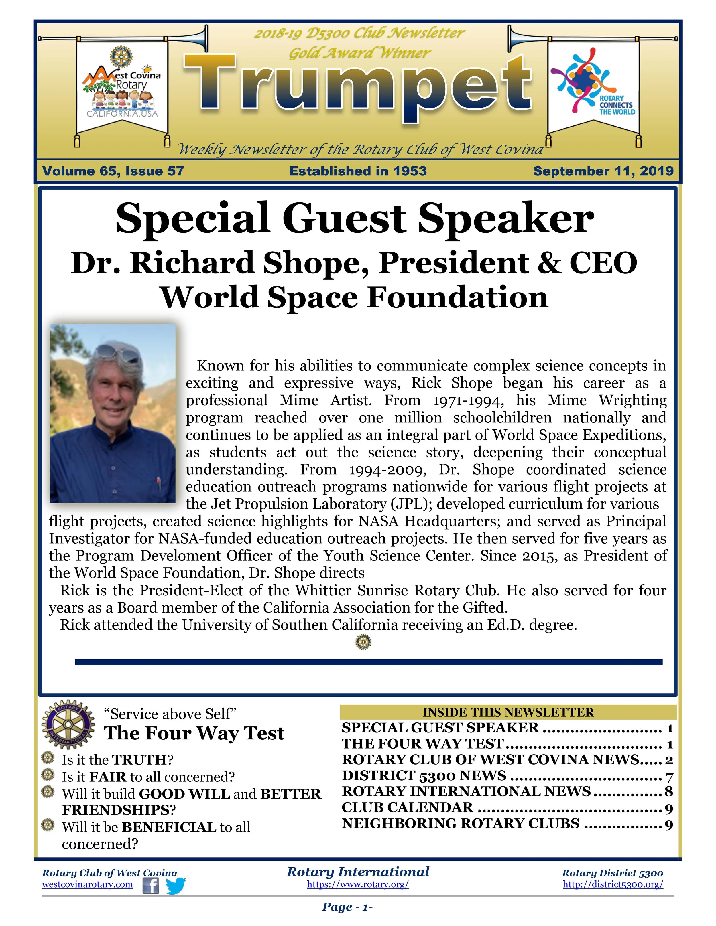 Trumpet Newsletter - Volume 65, Issue 57