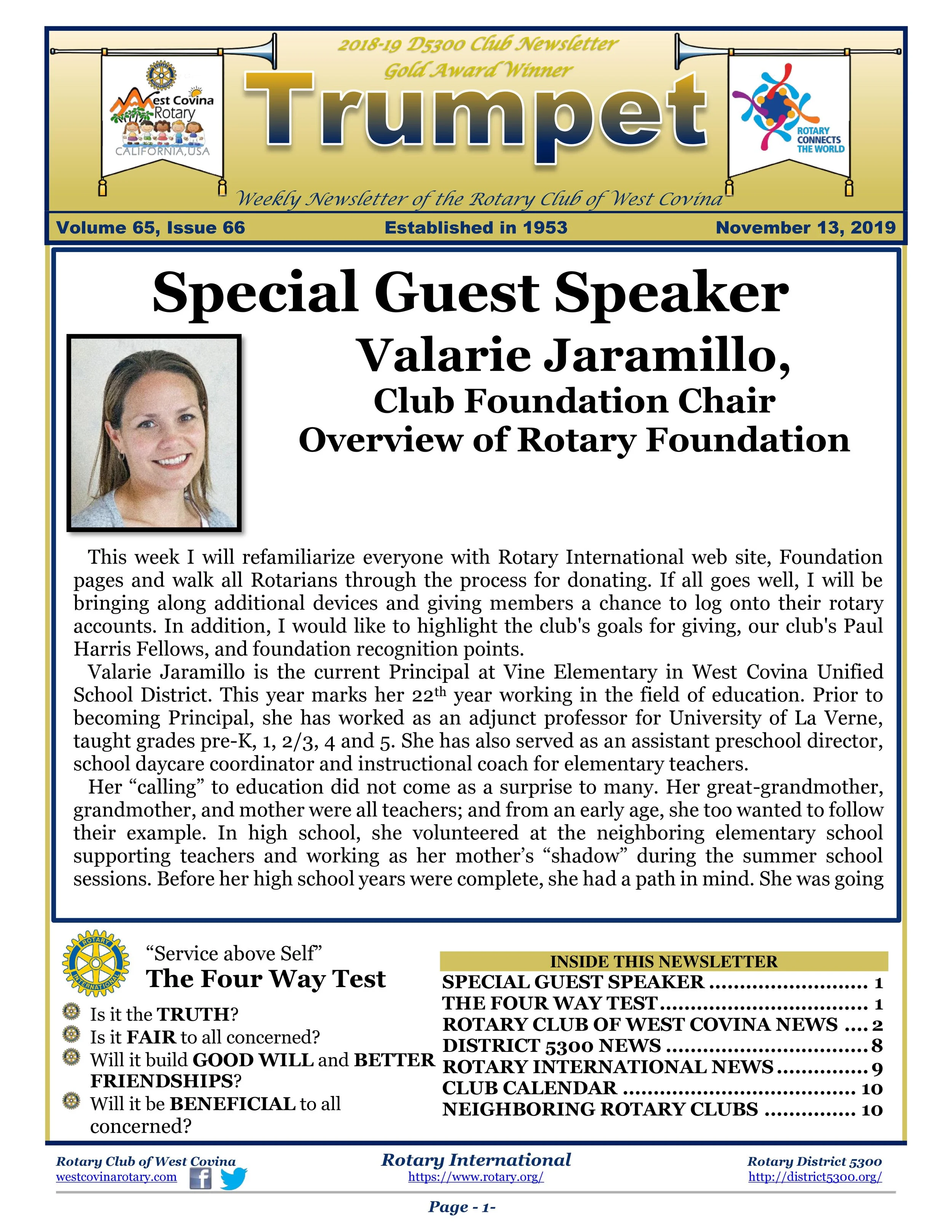 Trumpet Newsletter - Volume 65, Issue 66
