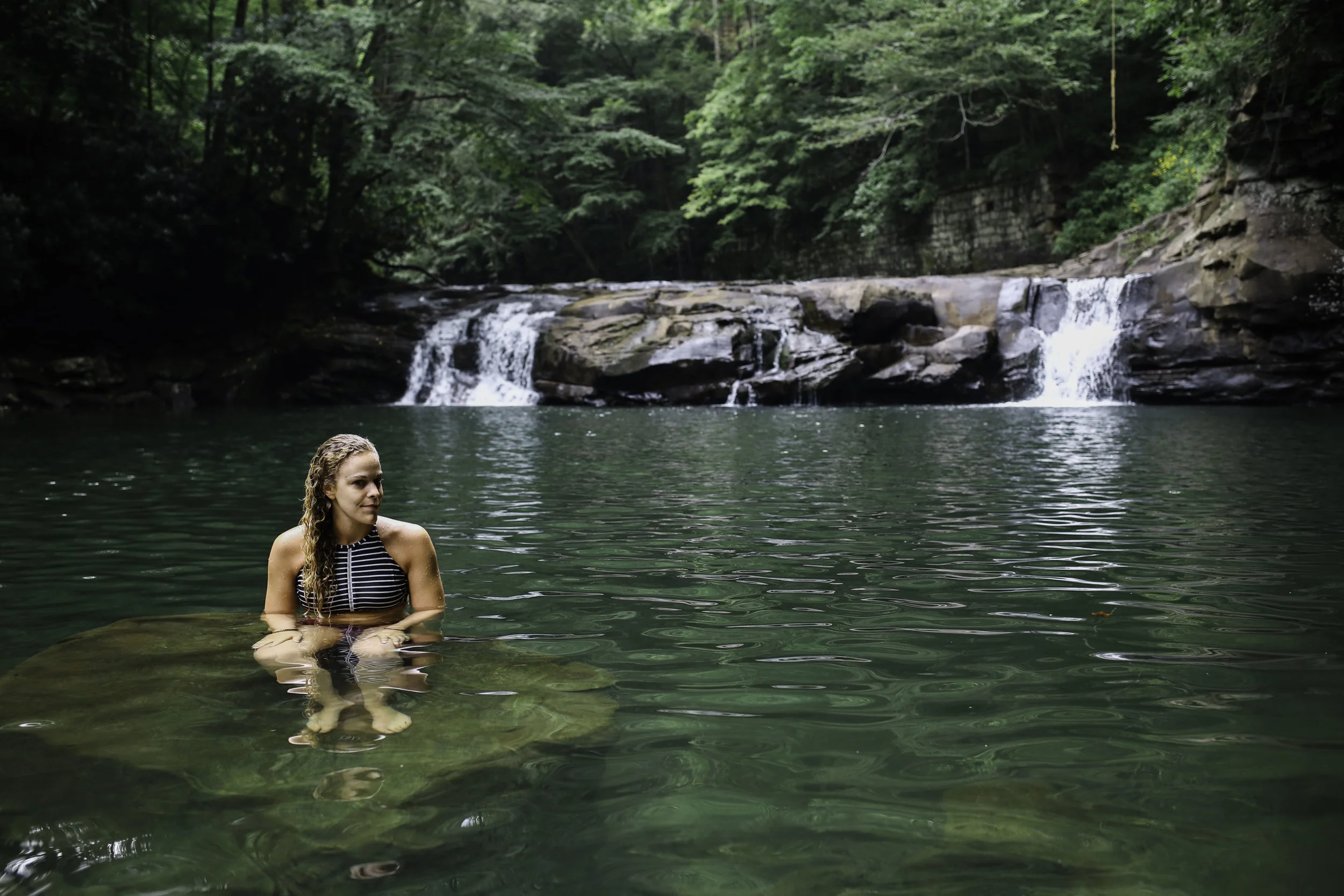 hammock, outdoor women, outdoor life, women of force, ENO, West Virginia Photographer, New River Gorge, hiking, mountain chicks, West Virginia, camping, waterfall, swimming, creek, Glade Creek, swimming hole, summertime