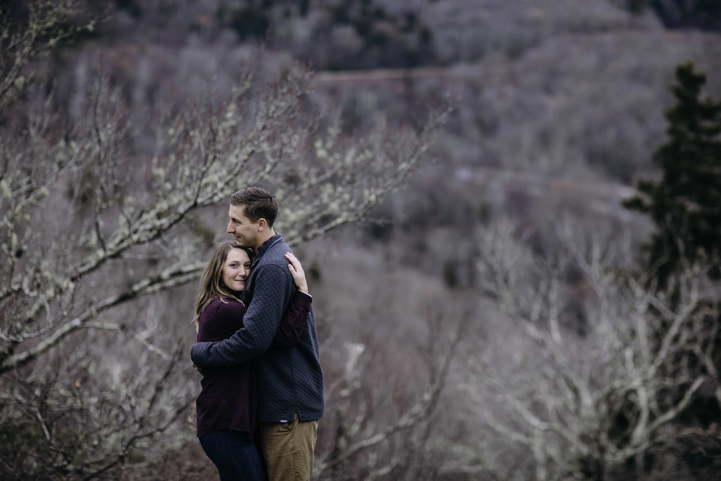 Blue Ridge Parkway, dogs anniversary session, Asheville, Boone, mountains, North Carolina, West Virginia wedding photographer, adventure session, couples session, outdoor adventure, intimate, bold, artistic photography, Charleston West Virginia Wedding Photographer