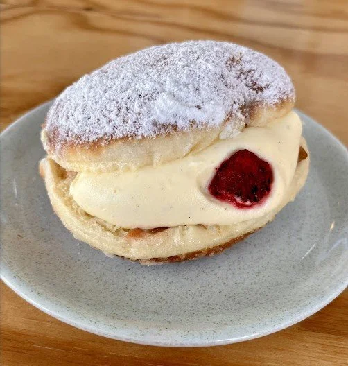 RHUBARB JAM DOUGHNUT